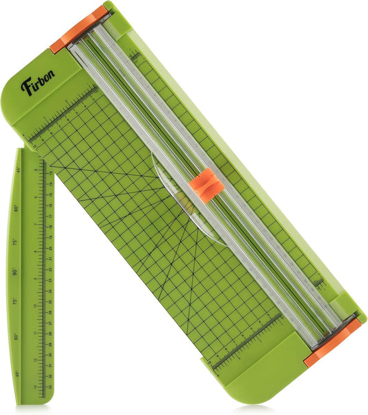 Firbon Grass Green A4 Paper Cutter 12 Inch Titanium Straight Paper Trimmer with Side Ruler for Scrapbooking Craft, Paper, Coupon, Label, Cardstock