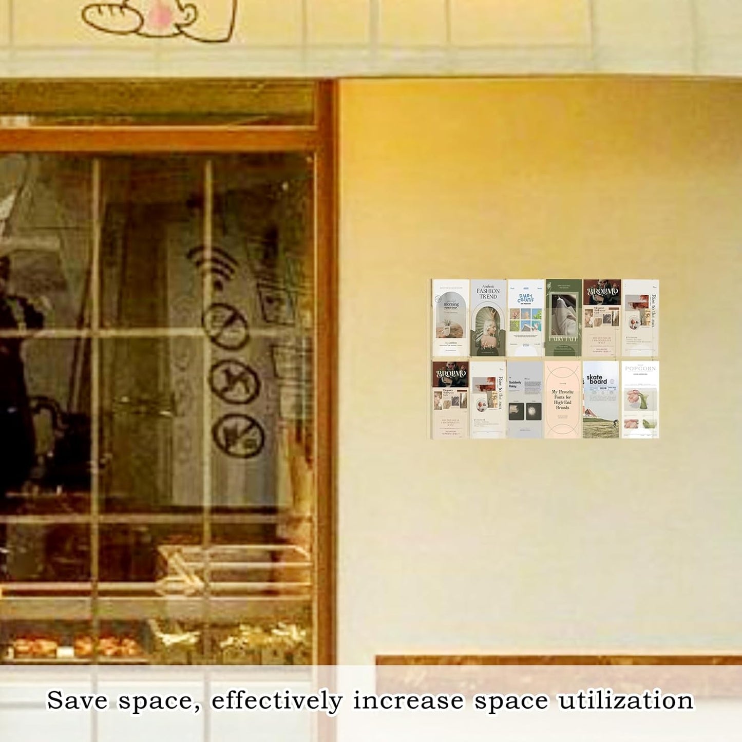 Acrylic Brochure Pamphlet Holder, 12 Pamphlet Holders, Clear Brochure Display Stand Wall Mount, Trifold Flyer Rack, Literature Storage Rack for Home, Offices, Waiting Room