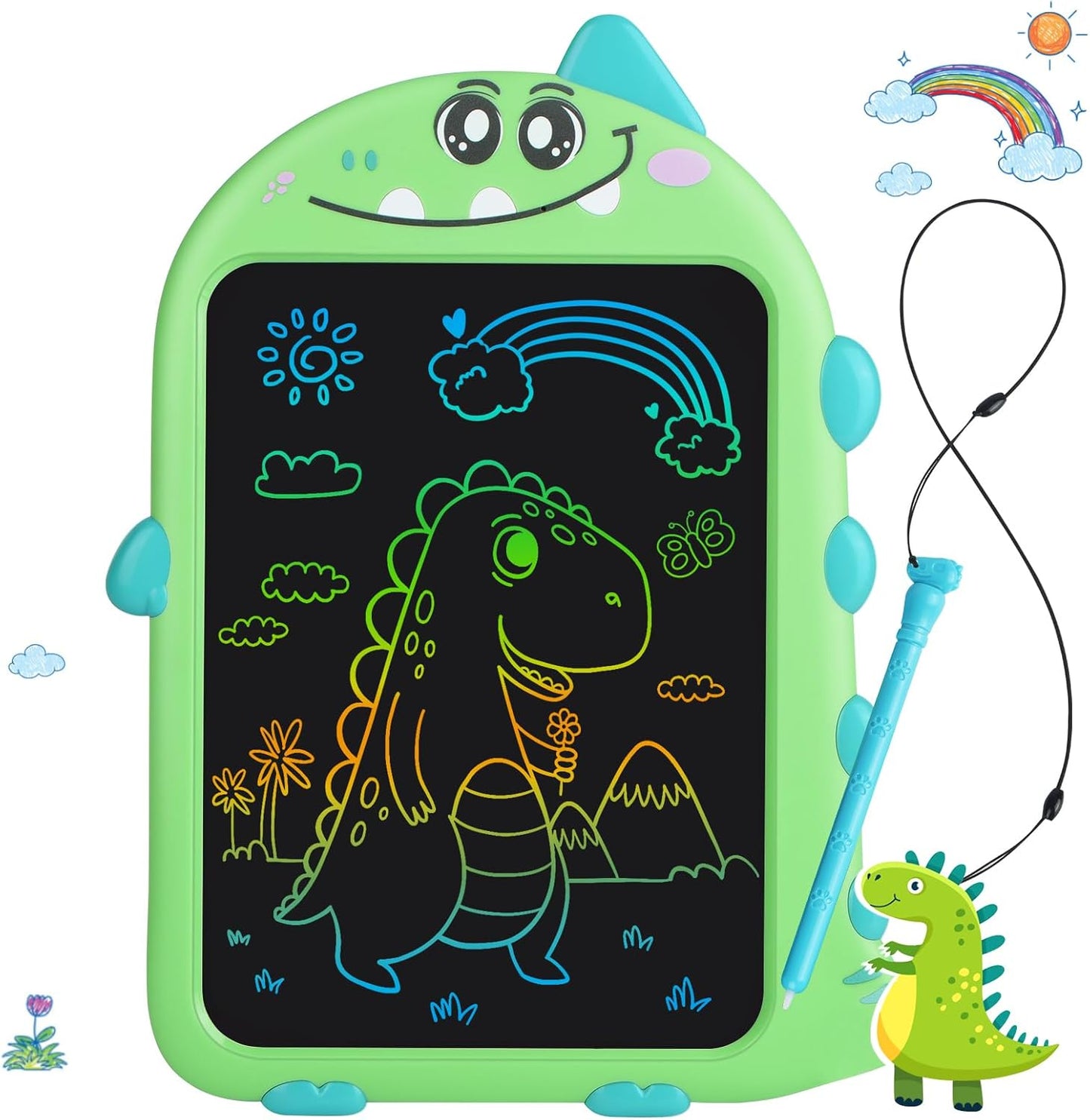 10 Inch LCD Writing Tablet for Kids, Brithday Gifts for Kids, Electronic Drawing Pad Toys, Dinosaur Drawing Pad for Toddlers Ages 2 3 4 5 6 7 Travel Learning Board (Green)