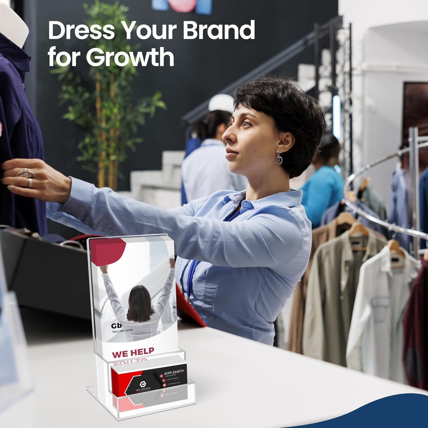 2 Pack Acrylic Brochure Holder Stand 4‘’, Clear brochure and business Rack Card Holder Stand, Plastic Flyer Display Stand for Magazine, Pamphlet, Booklets, Menu, Journals, Business Card