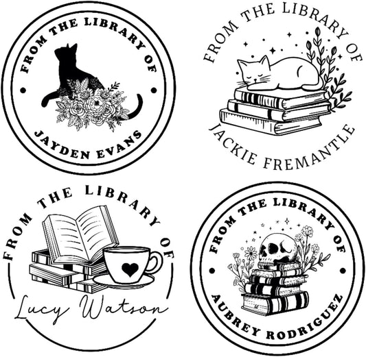 Book Embosser Personalized Teacher Stamp | Custom Ex Libris This Belongs to from The Library of | Classroom Kids School Label Reading Gift Tool | Wood Handle Self-Inking 1.6"