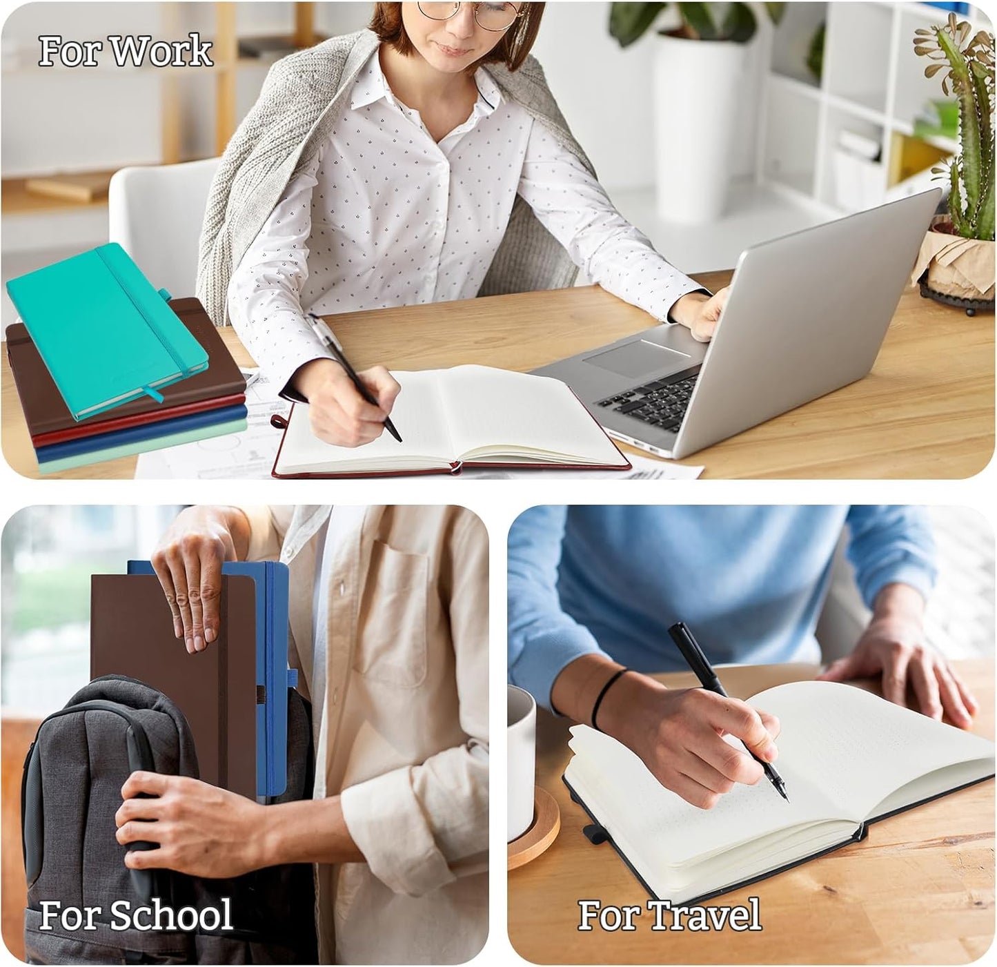 2Pack Bullet Dotted Hardcover Journal Notebook, A5 140 Pages 120Gsm Thick Paper for School,Note Taking,Work,Diary，5.7"*8.3",Burgundy