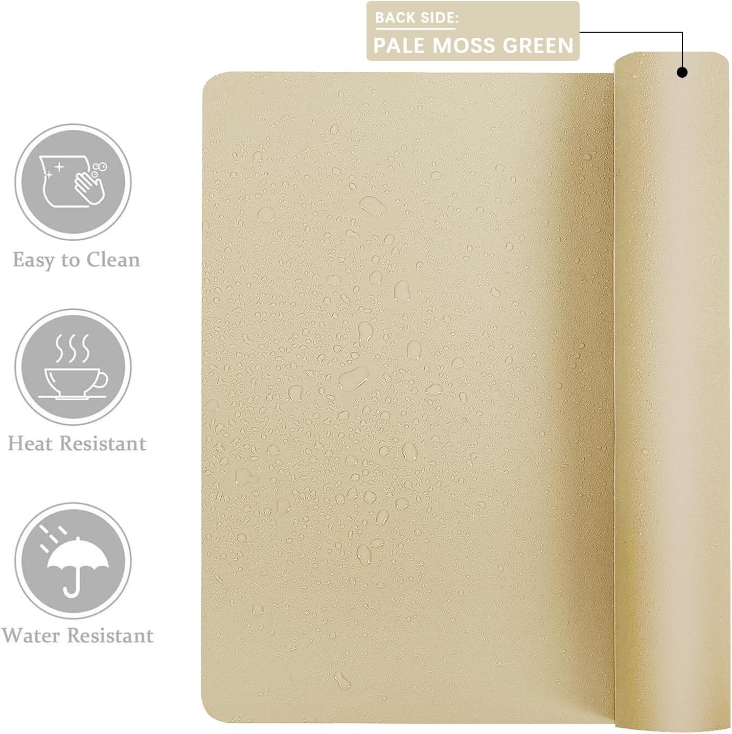Aothia Double-Sided PU Leather Desk Pad - Non-Slip Large Mouse Pad & Desk Mat for Office, Home - Waterproof, Easy to Clean, Durable Dual-Sided Surface (Sand Beige, 23.6" x 13.7")