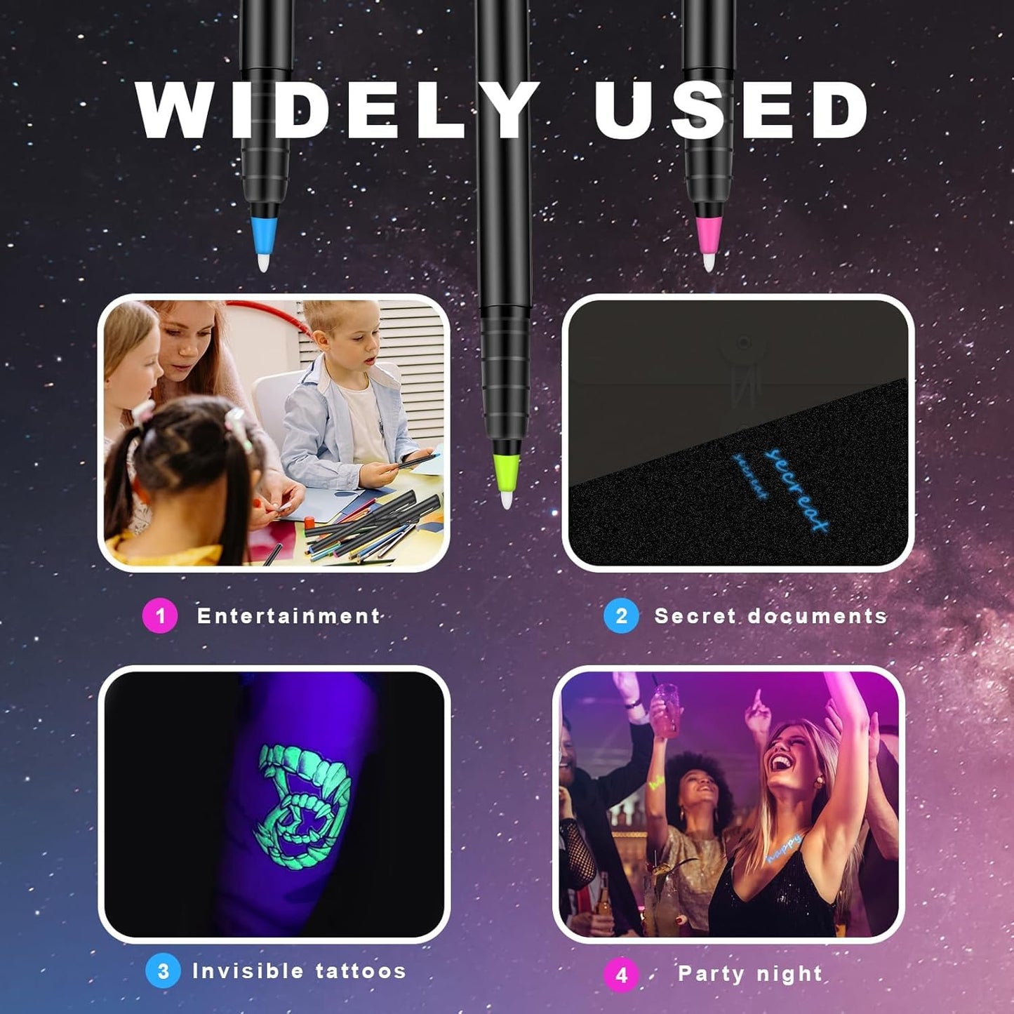 Invisible Ink Pen, Spy Pen with 6 PCS Mini UV LED Keychain Flashlight, Disappearing Ink Magic Pens with Black Light Markers for Secret Notes, Fit for Christmas Halloween Holiday Gifts (6 PCS)