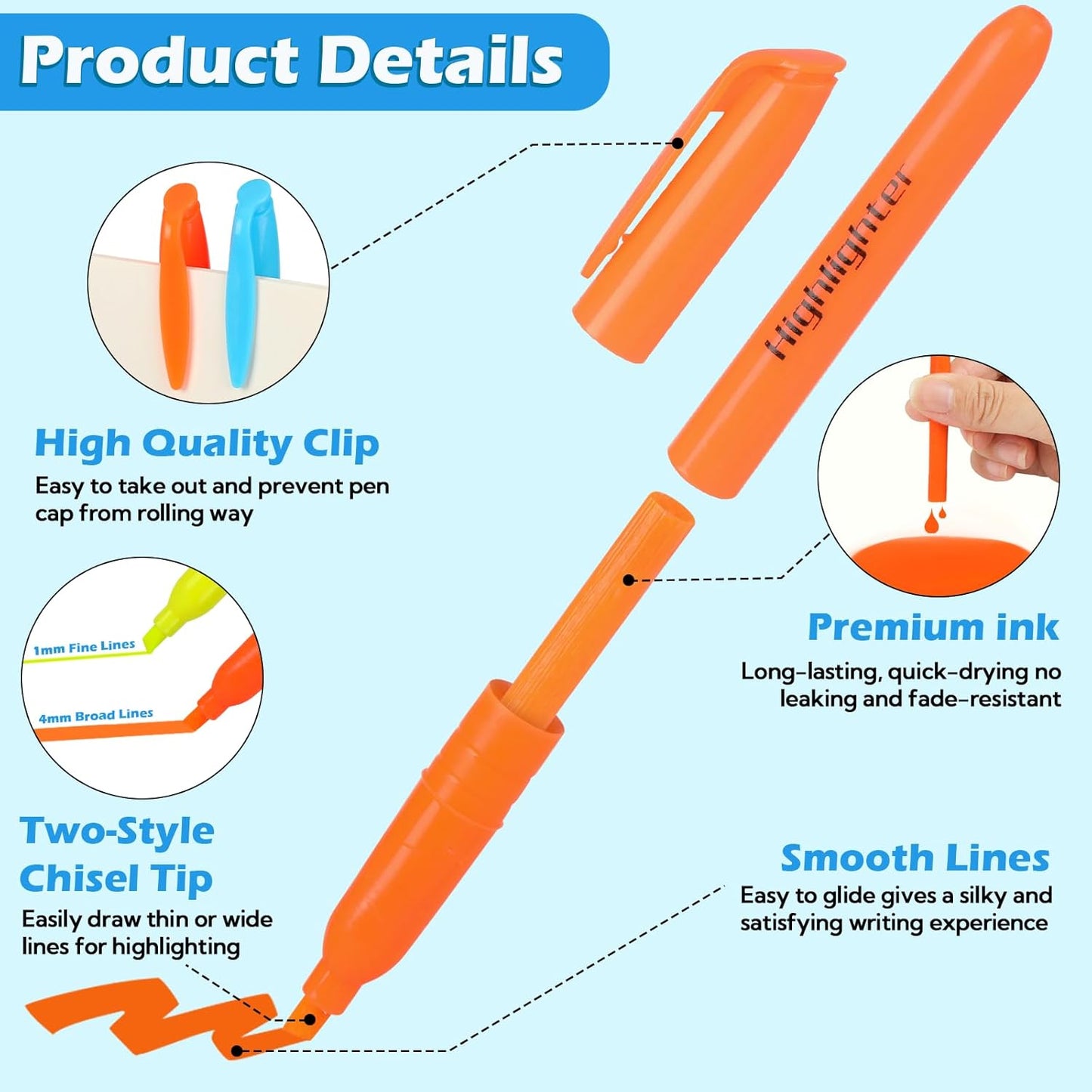 Highlighters Bulk, Chisel Tip Dry-Quickly Highlighter Markers, 60 Count-6 Assorted Colors Highlighters Bulk Pack for Adult Kids, Teachers Supplies for School, Classroom Must Have(Multicolour, 60)