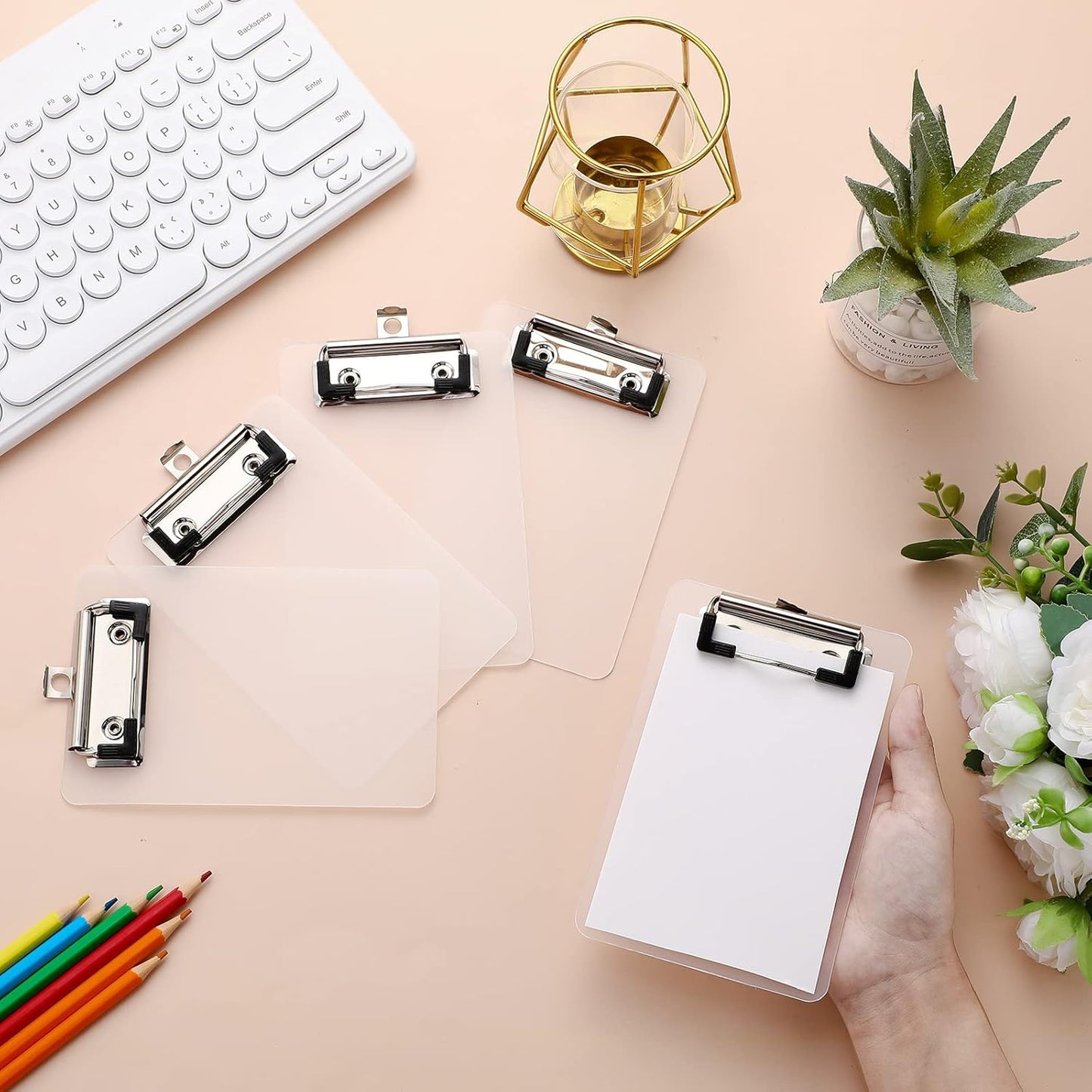 60 Pack Bulk Mini Clipboards 4 x 6 Inch Memo Small Clipboards Plastic Check Presenters for Restaurants Pocket Small Notepads Receipts Tickets for Office Cafe Shopping List(Clear)