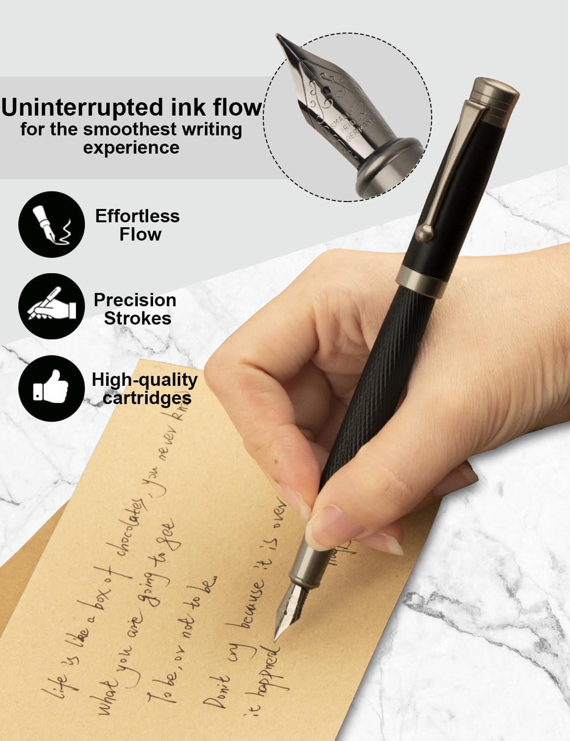 Aifeiter Fountain Pen Set - 2 Nibs + 18 Ink Cartridges + 2 Converters & Syringe | Professional Writing Tool | Premium Gift Box for Men/Women | Perfect for Beginners & Calligraphy