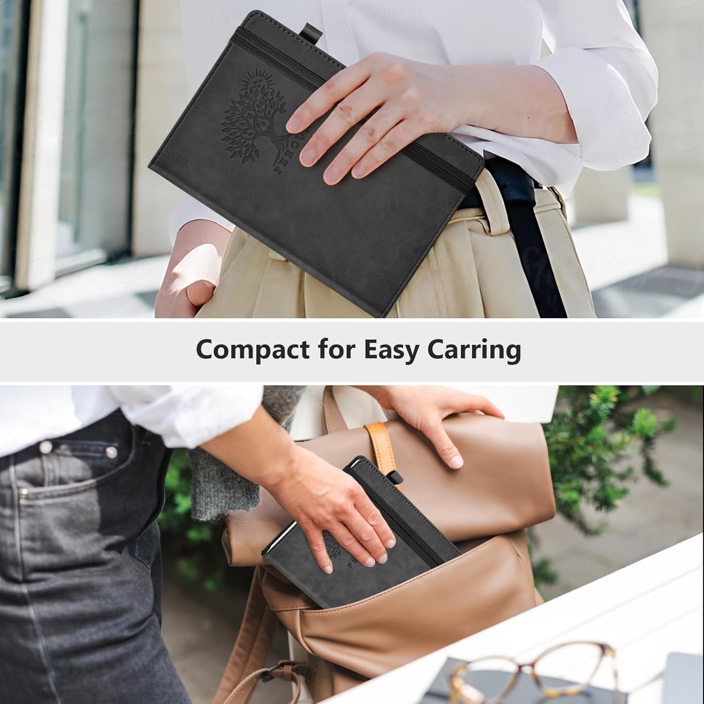 Blank Journal Ntebook for Men & Women, 160 Pages Blank Journals for Writing, Drawing,Sketch Book,5.9" x 8.5" Leather Sketchbook, Unlined Notebook for Work, School, Art - Black