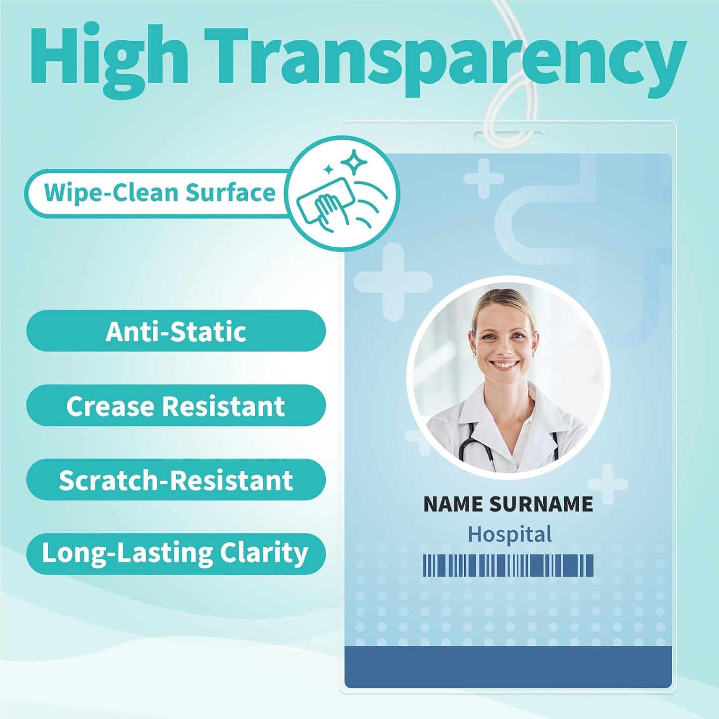 Binditek 100 Pack 10 Mil Thermal Laminating Pouches, 2.5 x 4.25 Inches with Hole and Loops, for Luggage Tags, Ultra Clear, Heat Seal, Glossy, for Office and Home Use