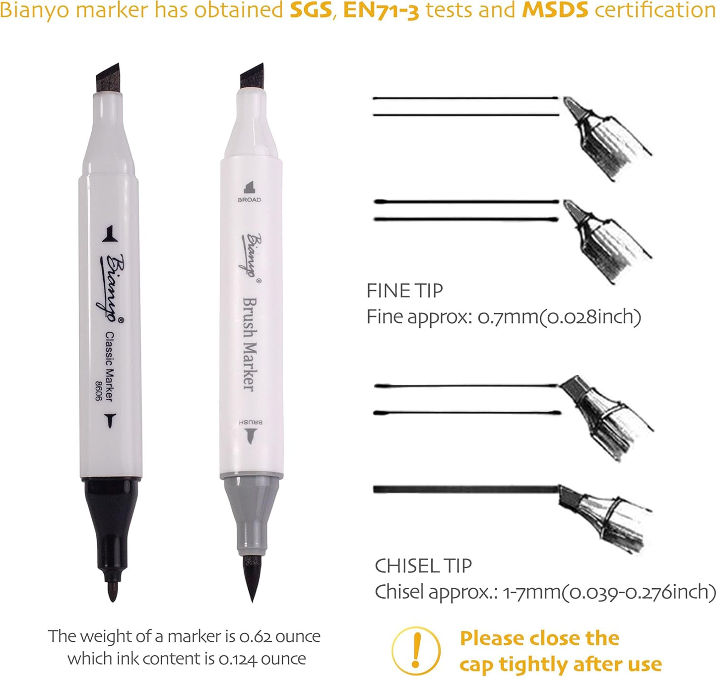 Bianyo Art Drawing Pens Art Supplies - 10 Assorted Art Pens + 2 Black Art Markers, Upgraded Pigment Water-Resistant Archival Ink, Bonus Pouch Bag - Perfect for Artists, Crafters