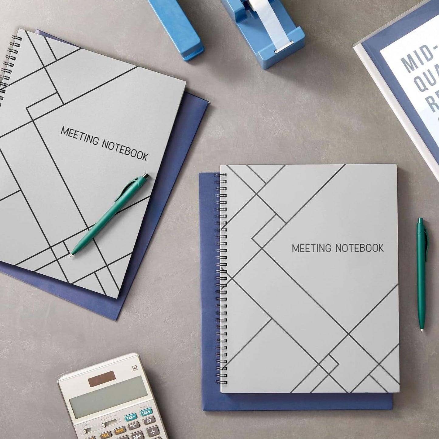 Juvale Meeting Notebook for Work - Spiral-Bound Planner Notebook for Work Planner & Office Supplies - Agenda & To Do List Notepad - 11 x 8.5 In, White, Pack of 2