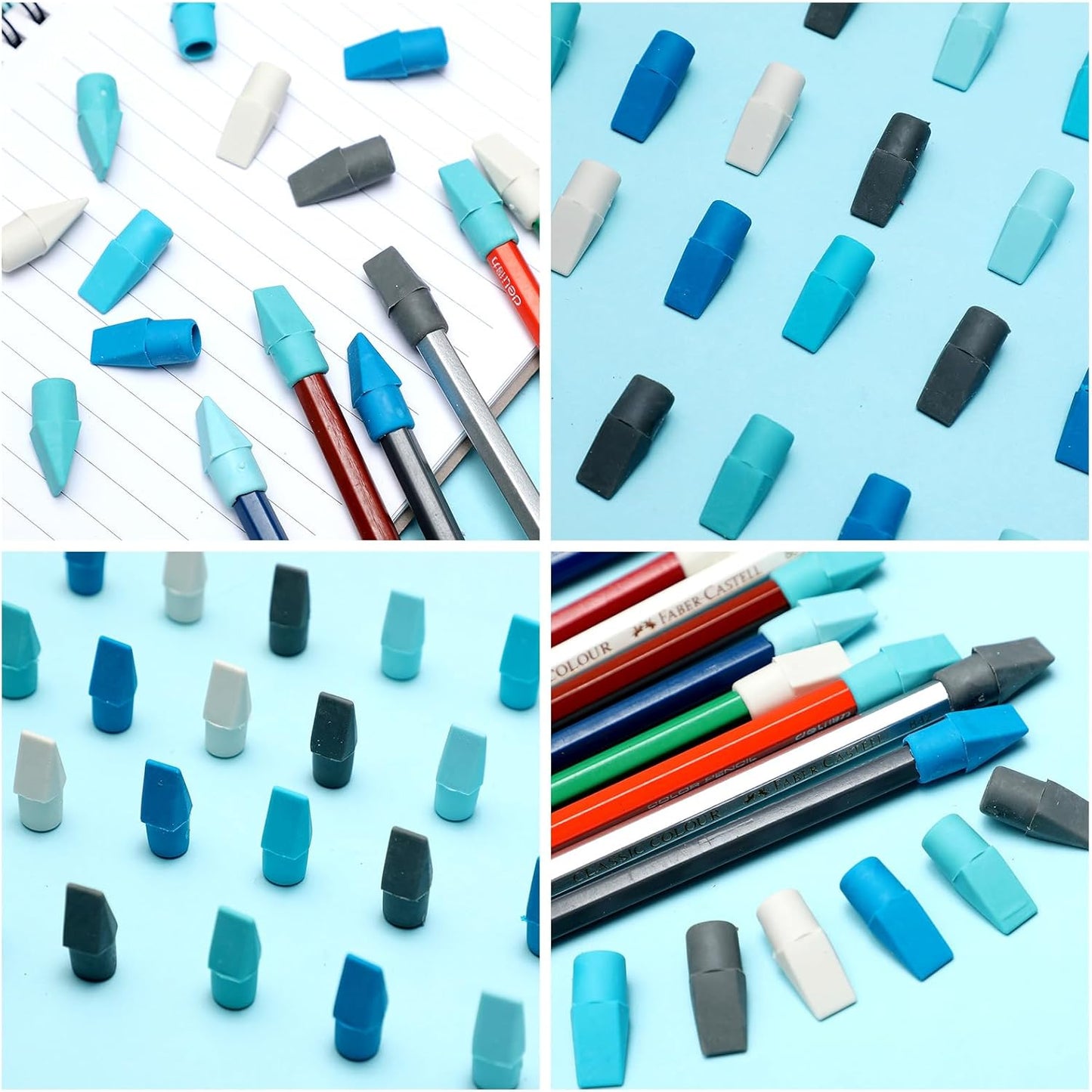 240 Pcs Pencil Top Erasers Cap Bulk Cute Pencil Toppers Erasers School Office Supplies for Students Teachers Art School Office Classroom Supplies(Blue)