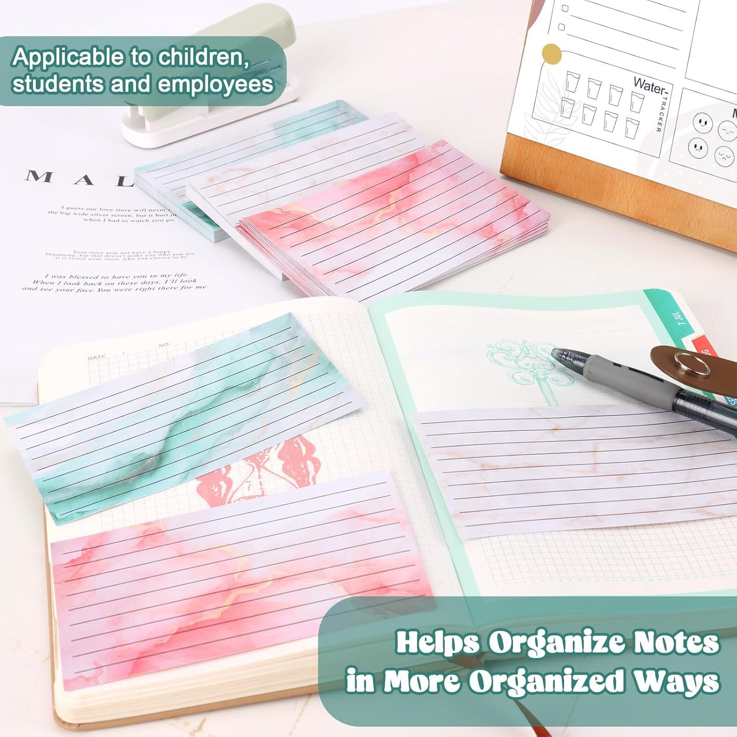 600 Pack Colored Index Cards 3x5 Marble Notecards Lined FlashCards for Studying Heavy Note Cards 180 gsm Memo Cards for Office Home School Supplies