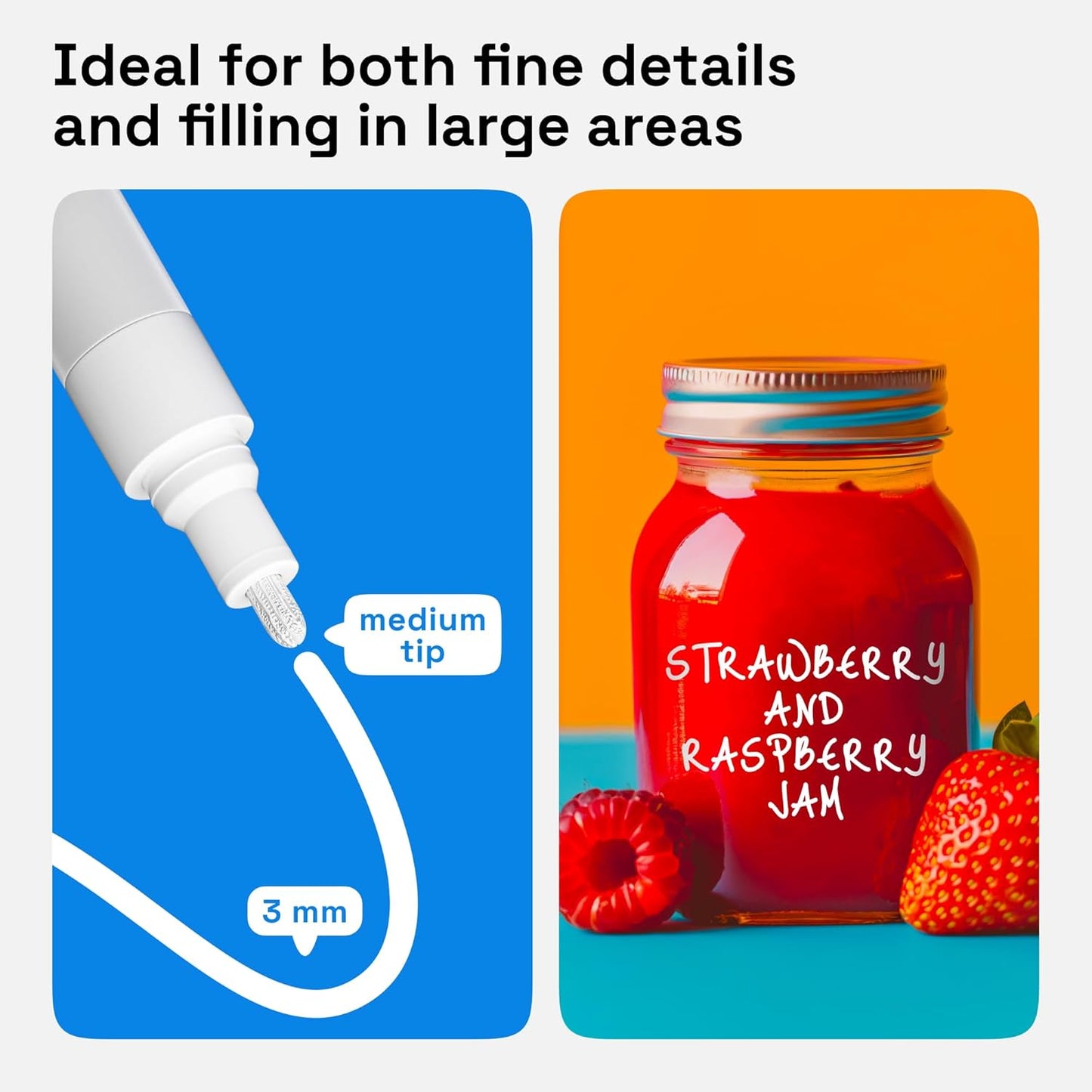 ARTISTRO 2 Black & White Permanent Marker - Waterproof Markers for Tire, Fabric, Rocks, Glass, Ceramic, Wood, Paper - Oil Based Paint Pens - Medium Tip 3mm