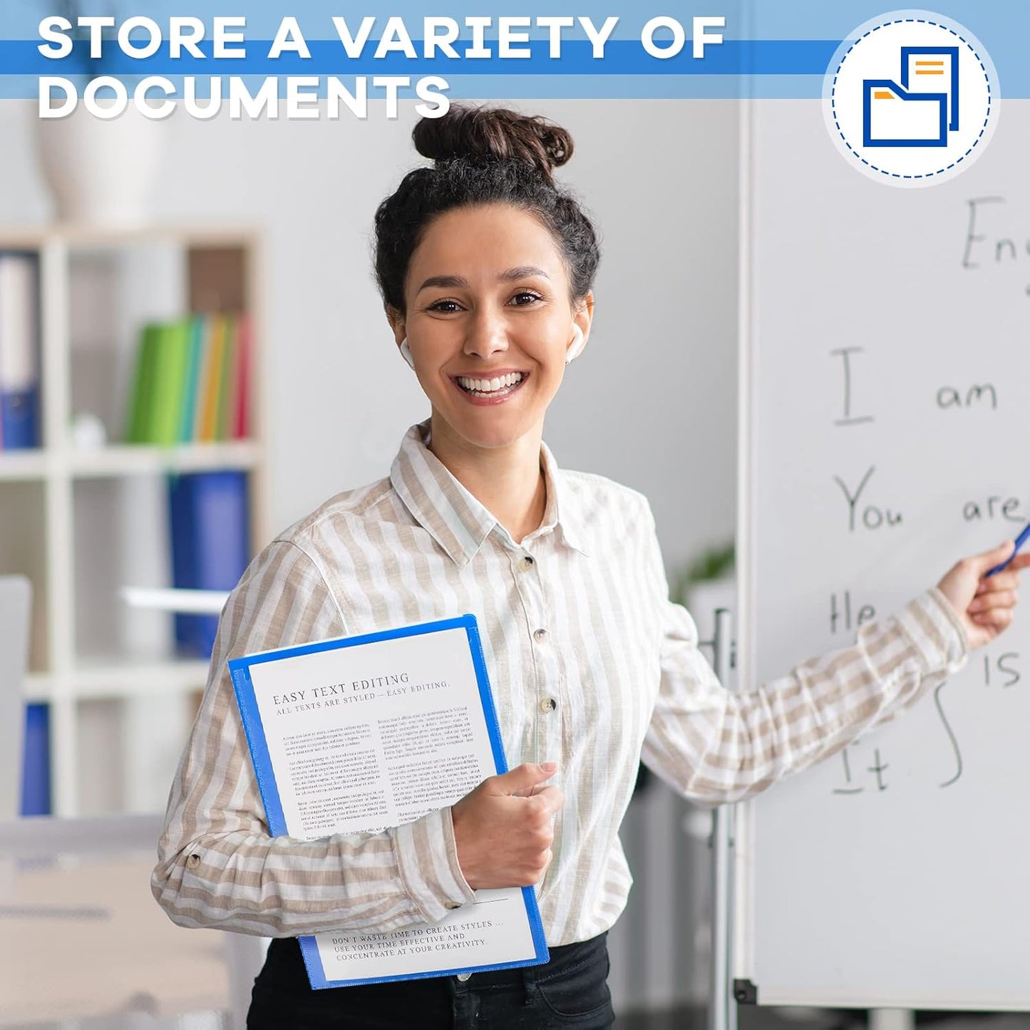 Henoyso 24 Pcs Folders Take Home Heavy Duty 2 Pocket Homework Folders with Clear Front Pockets for Elementary Students Parent Teacher Communication (Blue)