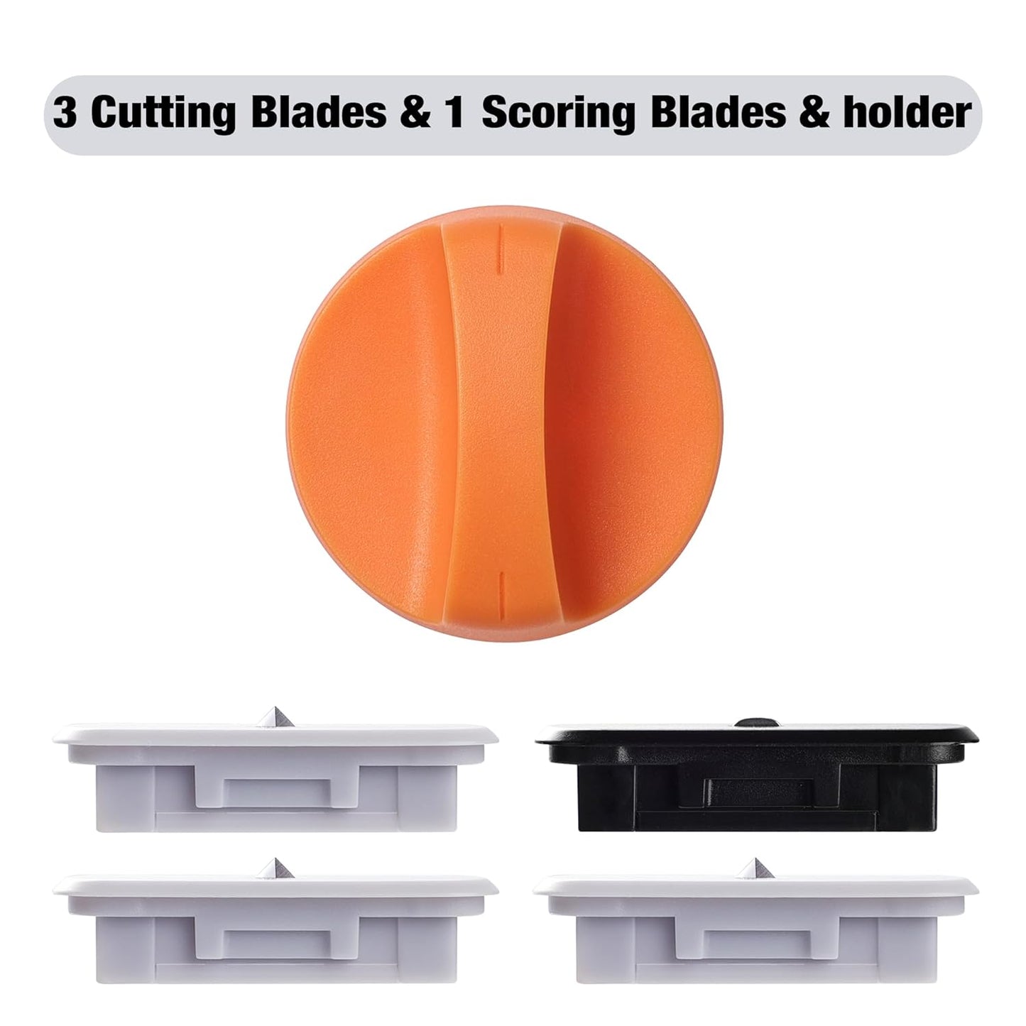 Likart 4-Pack Paper Cutter Replacement Blades Kit, Portable Trimmer Cutting Blades Compatible for Portable Trimmer/Basic Trimmer/Roll Holder,3 Cutting Blades & 1 Scoring Blades with a Holder,Orange