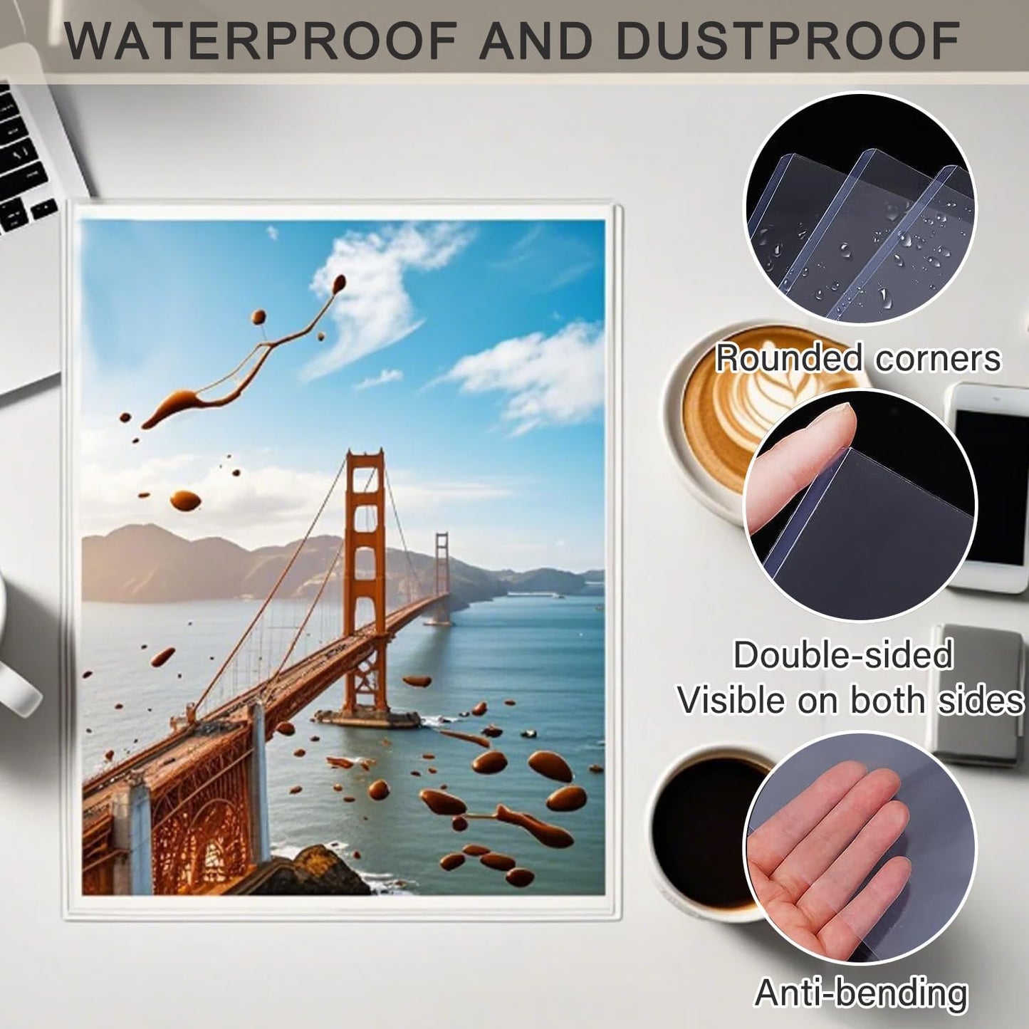 6PCS 8" x 10" Clear Rigid Card Sleeves – Waterproof Hard Plastic Protectors for Postcards, Prints, Photos, Trading & Sports Cards – Top Load Jumbo Sheet Holders