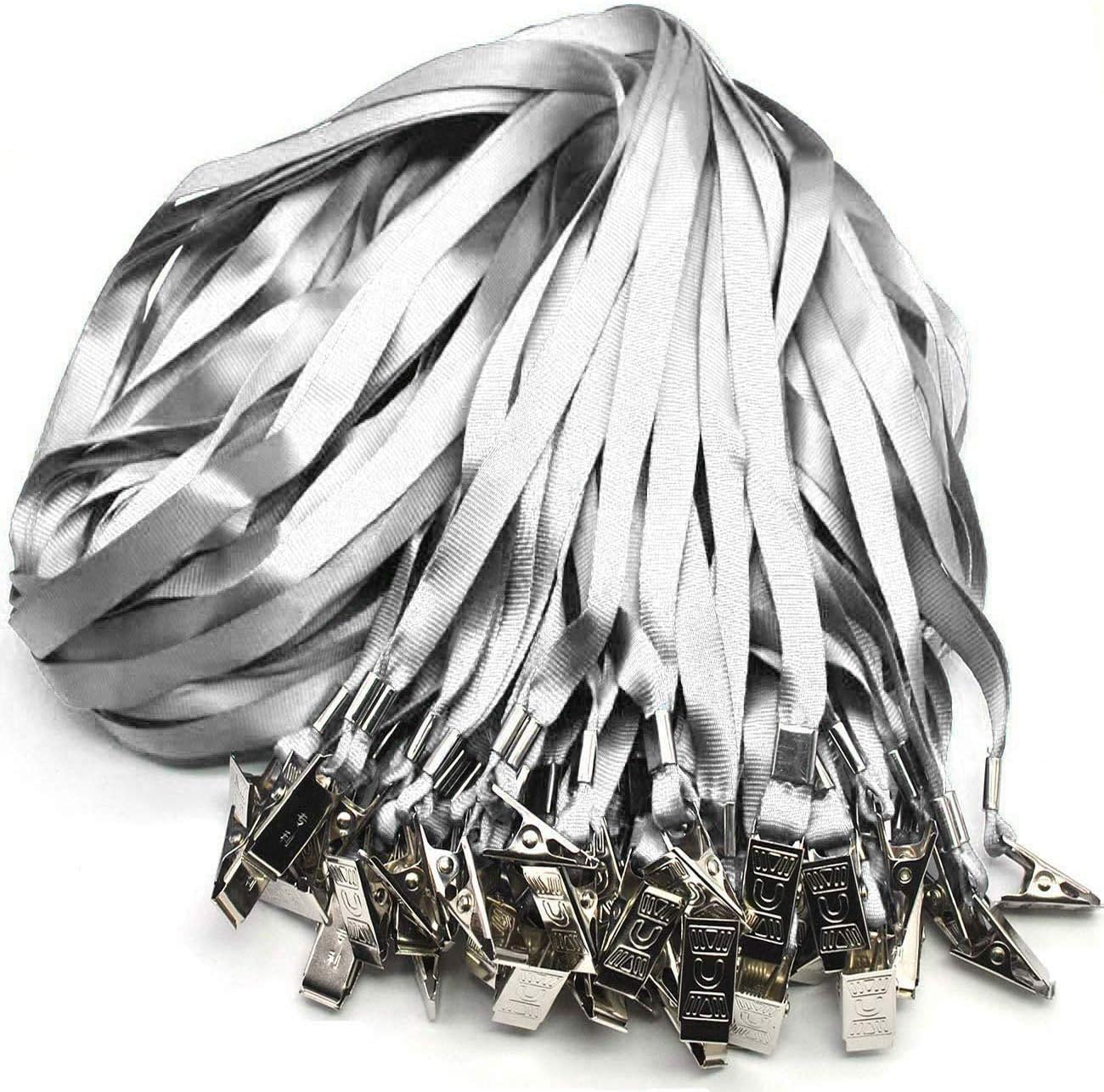 Beebel Gray Lanyards 100 Pack Nylon Flat Badge Lanyard for Id Badge Name Tag (Gray, 100 Pack)