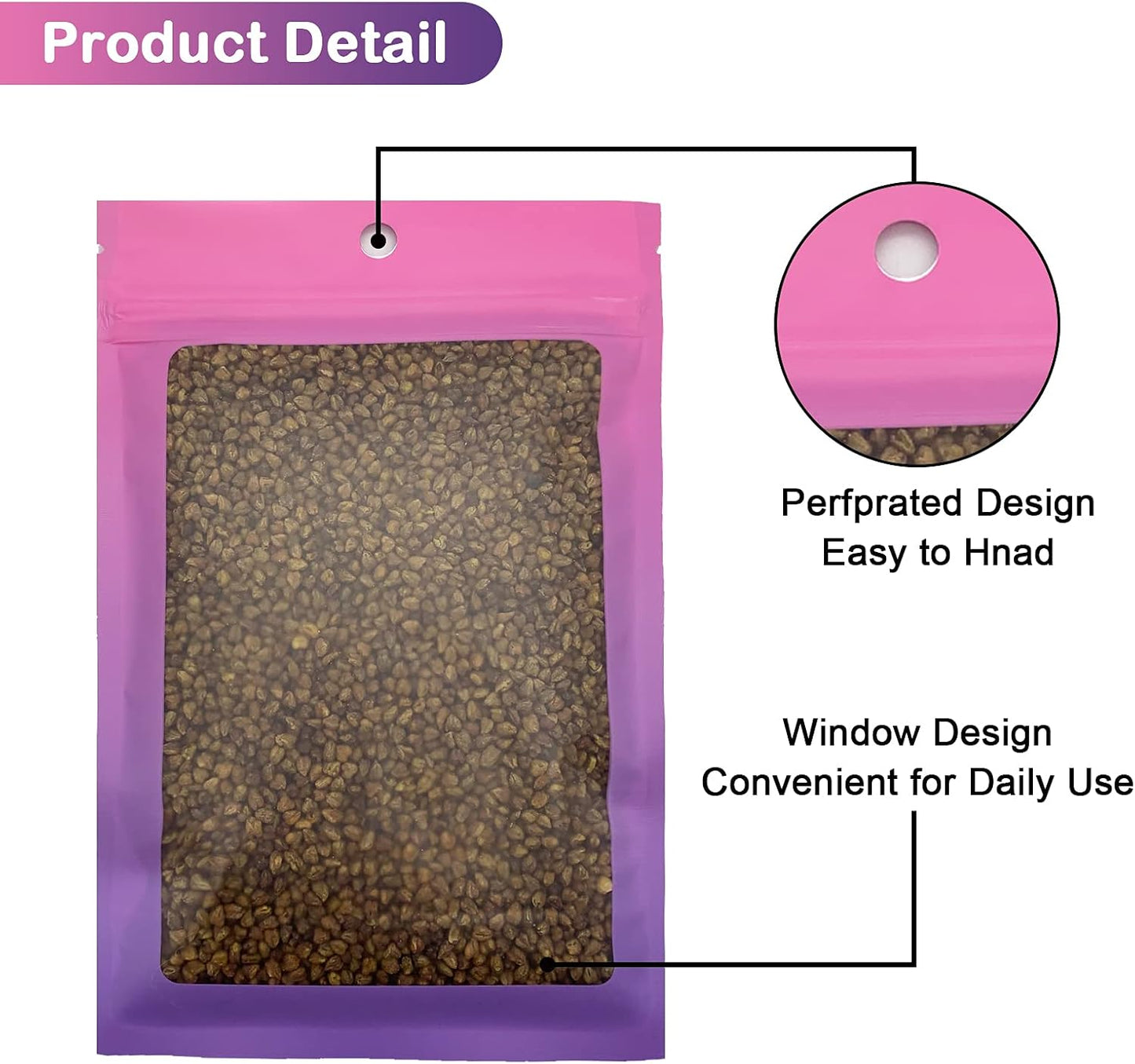 100 Pcs Resealable Mylar Bags, Gradient Color Food Storage Bags, Zip Bag Foil Bags Packaging Pouch for Food Storage, Sample, Small Business (Pink Purple, 4 X 6 Inch)