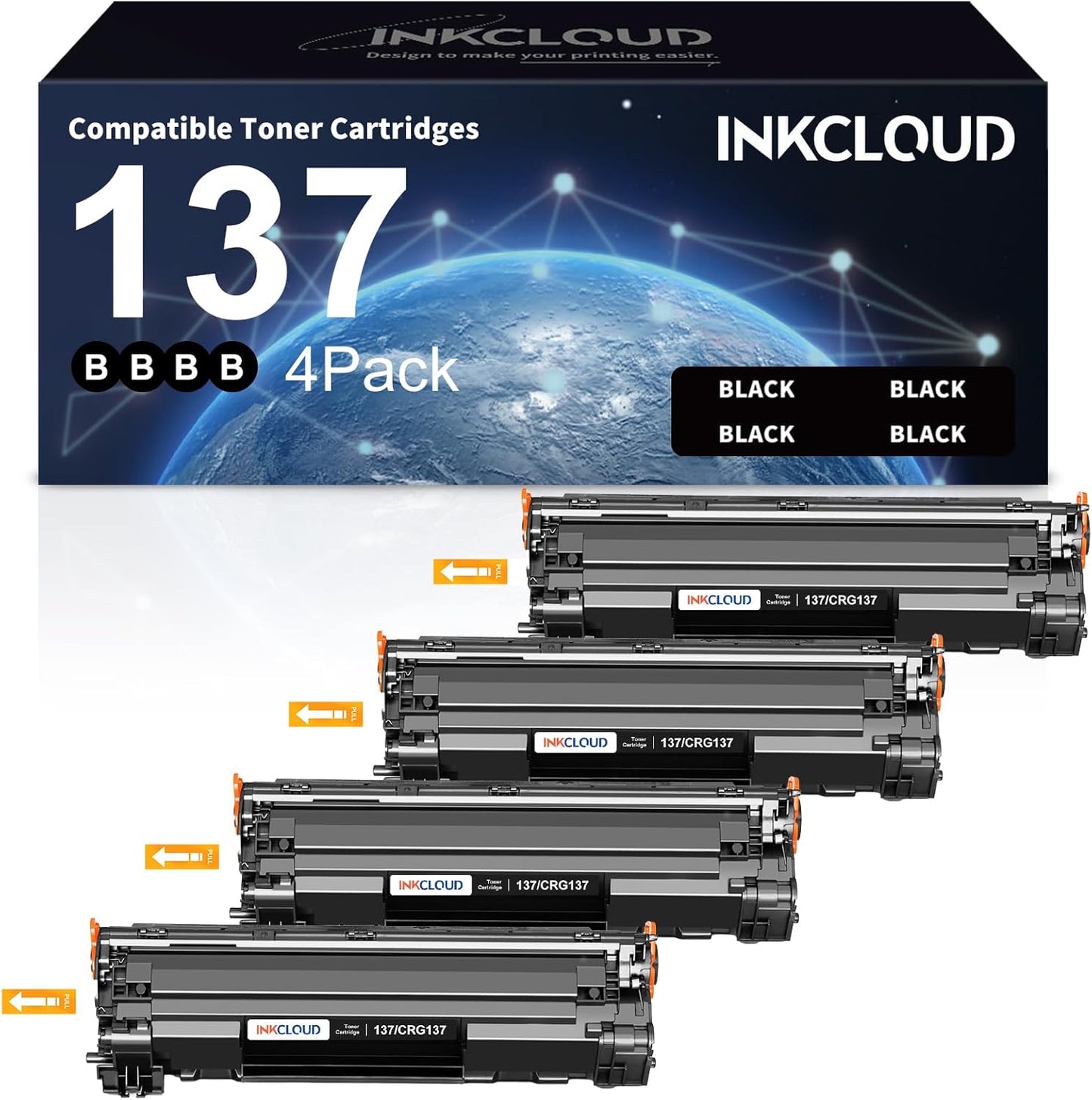 137 Black Toner Cartridge Replacement for Canon 137 CRG137 9435B001AA Work with ImageClass D570 LBP151dw MF216n MF236n MF232W MF227dw MF229dw MF244dw MF247dw Printer (4 Black)