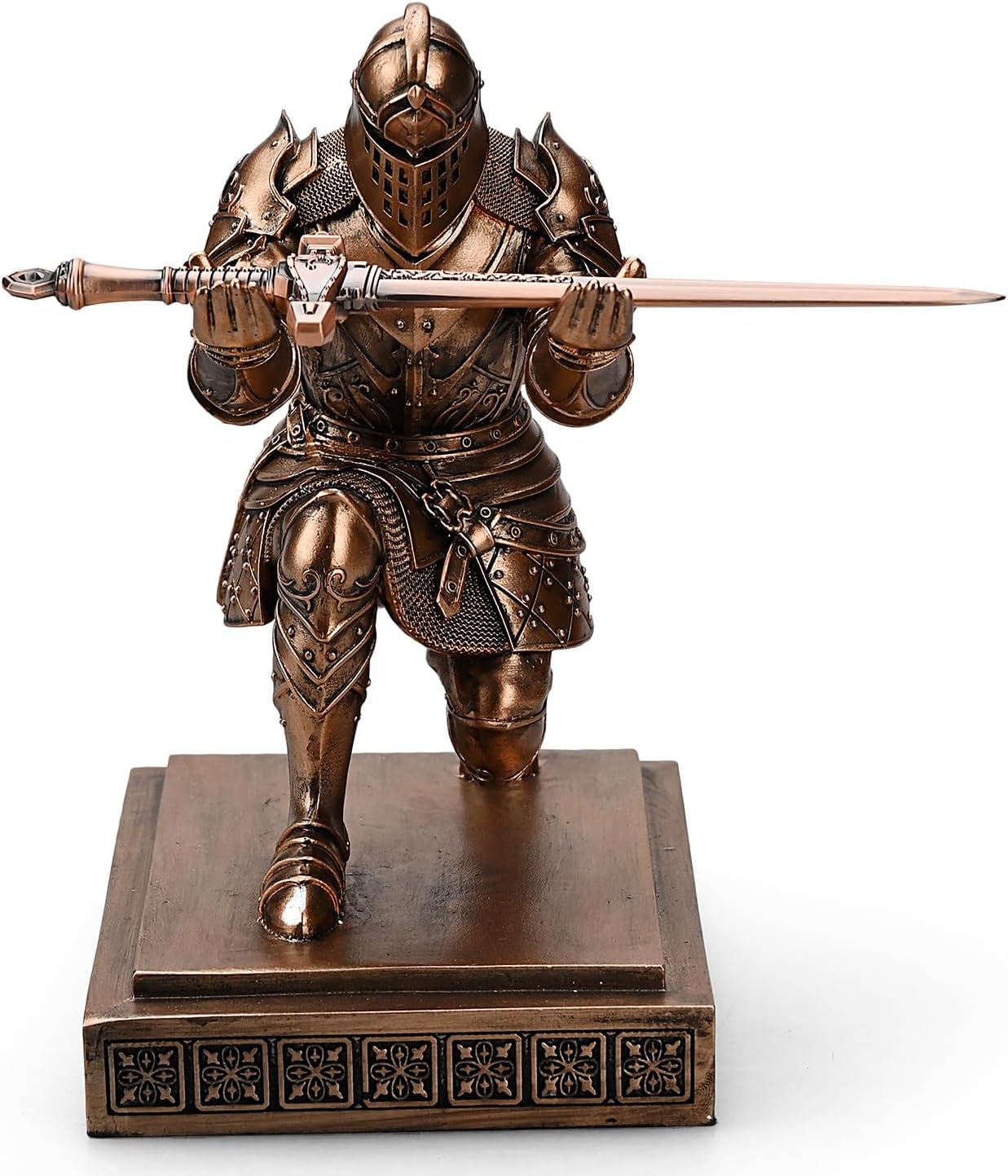 King's Guard Knight Pen Holder Pen Stand Desk Organizers and Accessories Resin Pencil Holder as Gift for Office and Home (Copper)