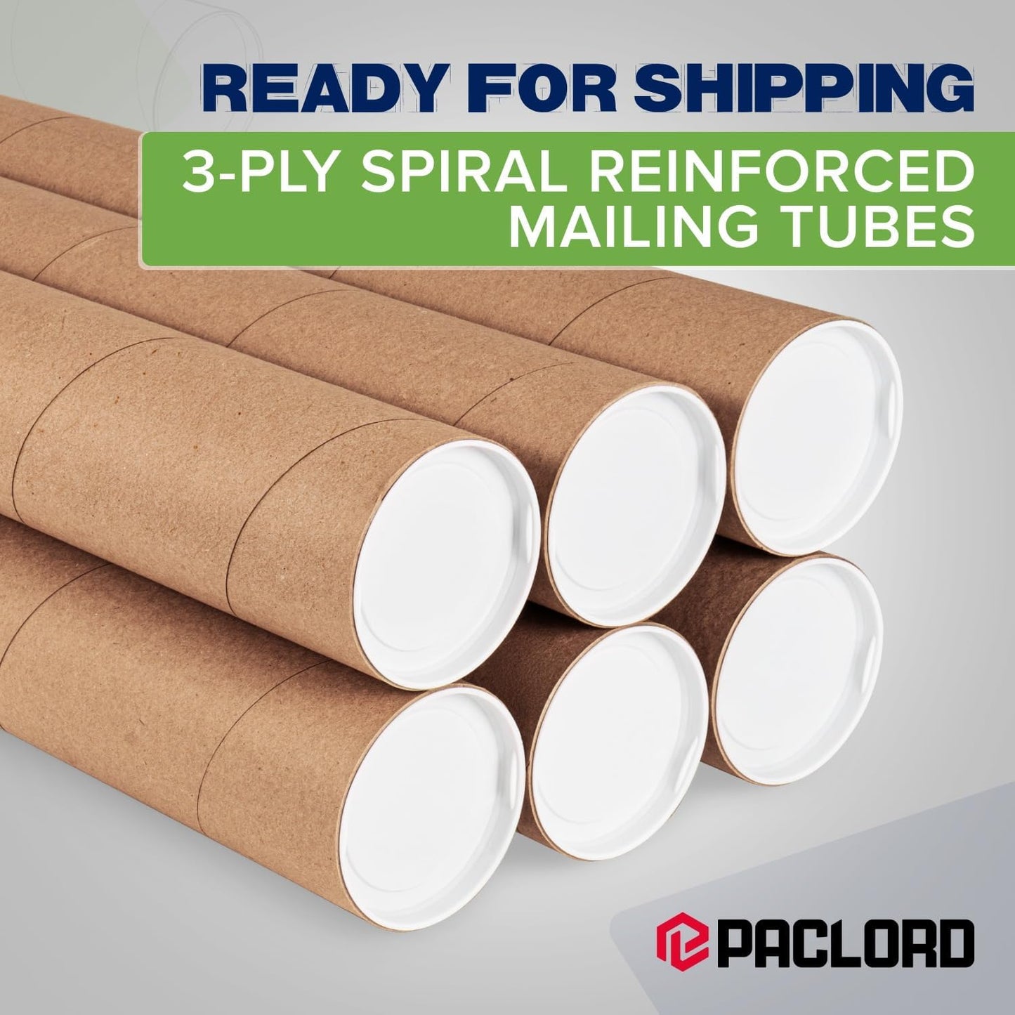 4" x 48" Reinforced Kraft Paper Mailing Tube, Pack of 6 Tube with 2 Caps Each – USPS Approved Poster Tube – Made in USA Cardboard Tube for Shipping and Storing Posters, Prints, Artwork, or Documents