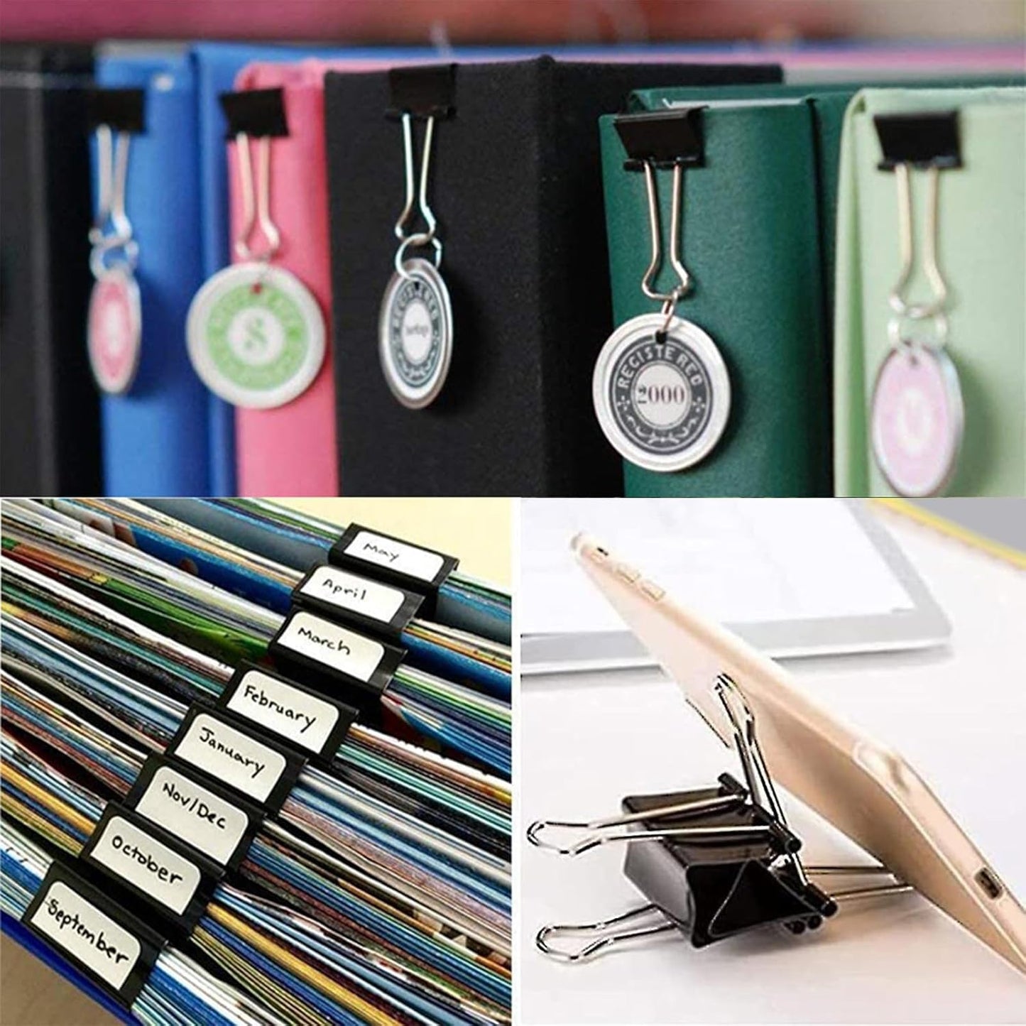 170 Pcs Binder Clips Assorted Sizes, Black Large, Medium, Small Binder Paper Clips for Office Supplies, Home, School,Business Document Organizing（Black）