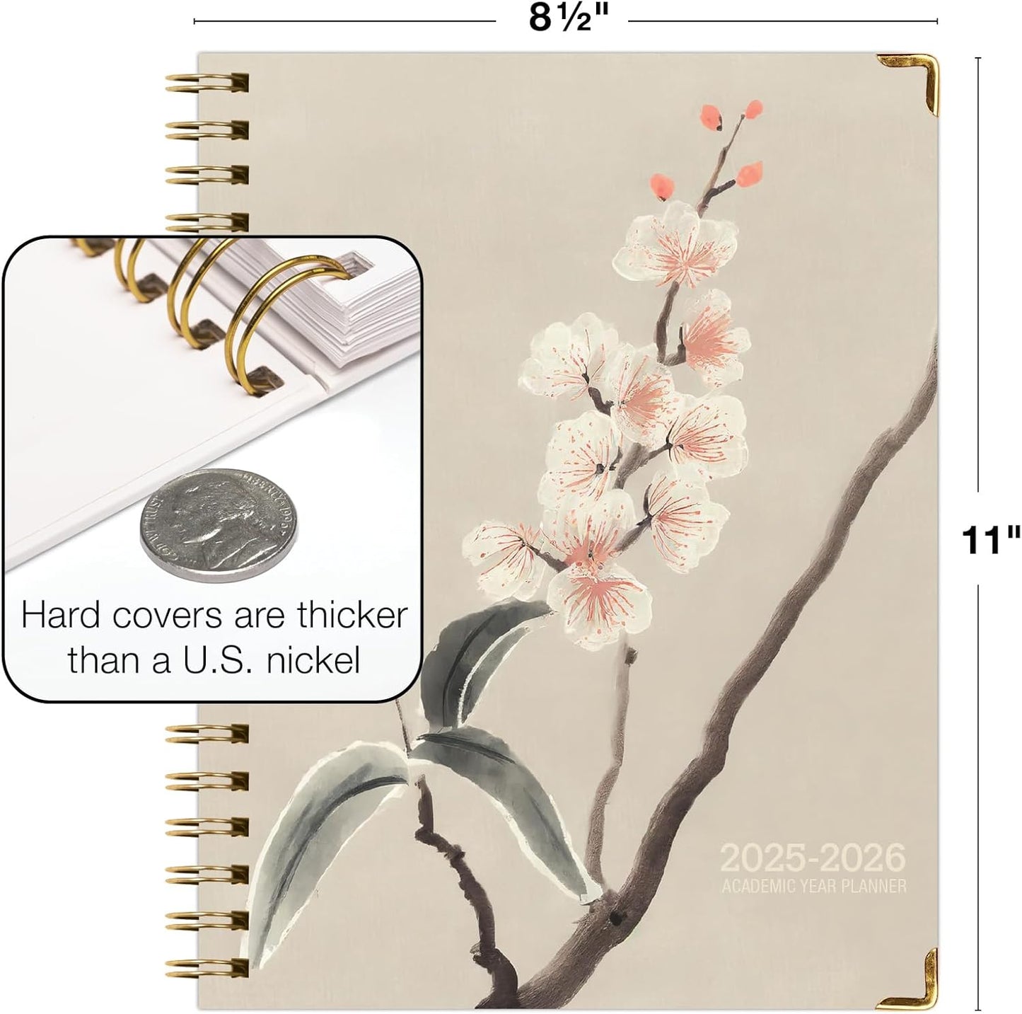 HARDCOVER Academic Year 2025-2026 Planner: (June 2025 Through July 2026) 8.5"x11" Daily Weekly Monthly Planner Yearly Agenda. Bookmark, Pocket Folder and Sticky Note Set (Orchid)