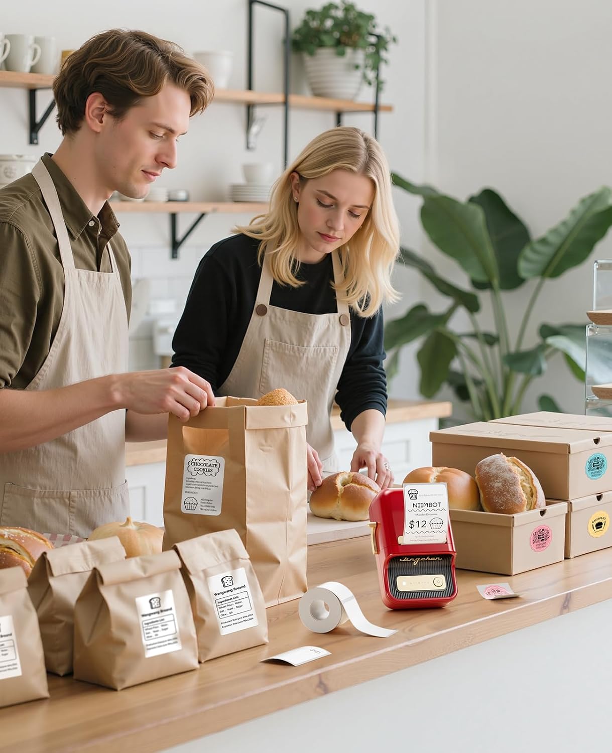 NIIMBOT B21 Label Printer,Bluetooth Thermal Label Maker,Ideal for Home Organization,Business,Ofice,50x30mm Labels,230Pcs(Red)