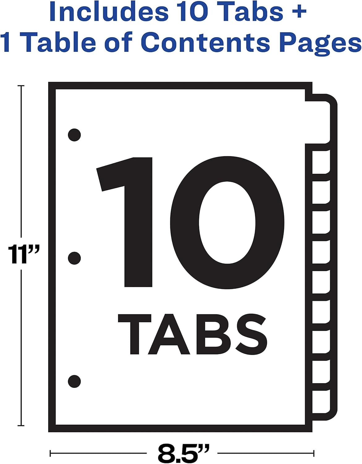 Avery Dividers for 3 Ring Binders, 10 Tabs per Set, Customizable Table of Contents, Multicolor Tabs, Great for Organizing Reports, Projects, and More (11135)