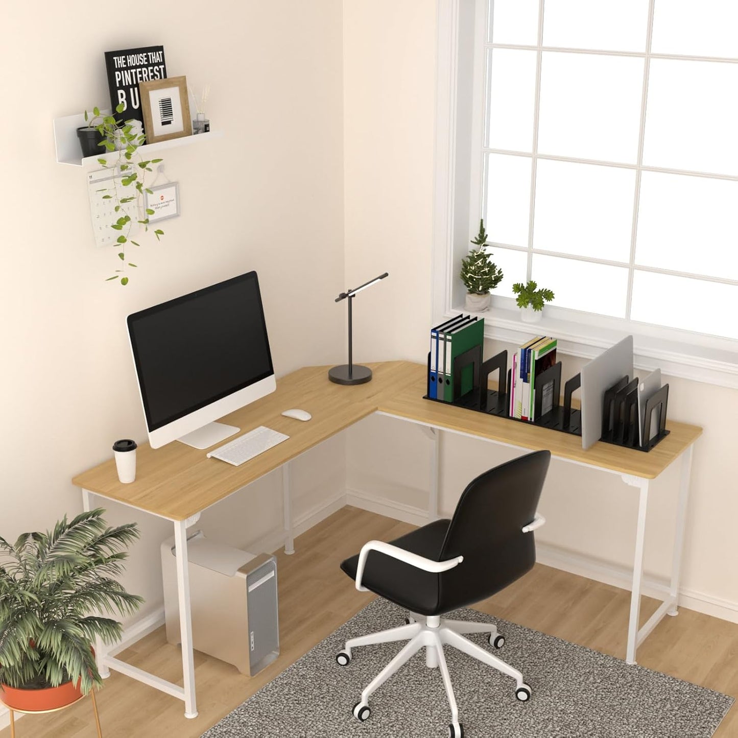 Adjustable Vertical File Sorter Sturdy Plastic Expandable Upright File Holder, Desktop Binder Organizer, School Office Organization Bookshelf Divider, Assemble Easily Endlessly, Black