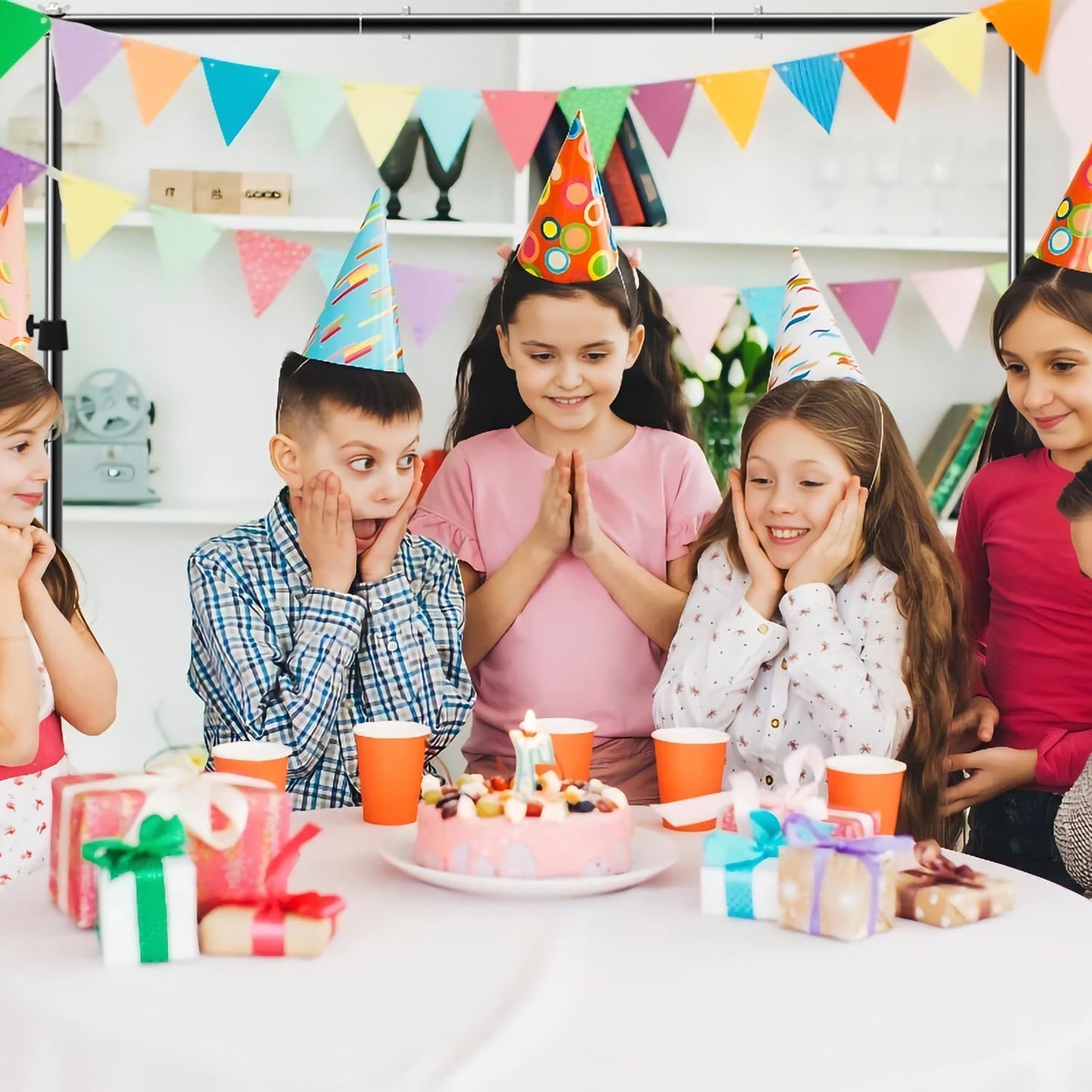 Backdrop Stand, 10×7ft Background Stand Backdrop Frame Banner Stand with Metal Flat Base, Multi-Purpose Stand for Party, Wedding Decoration, Photography