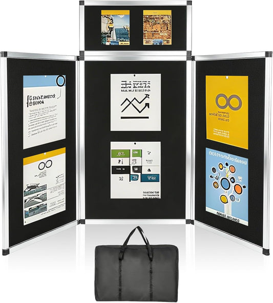 3+1 Panel Trade Show Presentation Board, 70.8“ x 35.4” Trade Show Presentation Board, Large Folding Desktop Display Board for Trade Shows, Conference Displays, Various Event Displays
