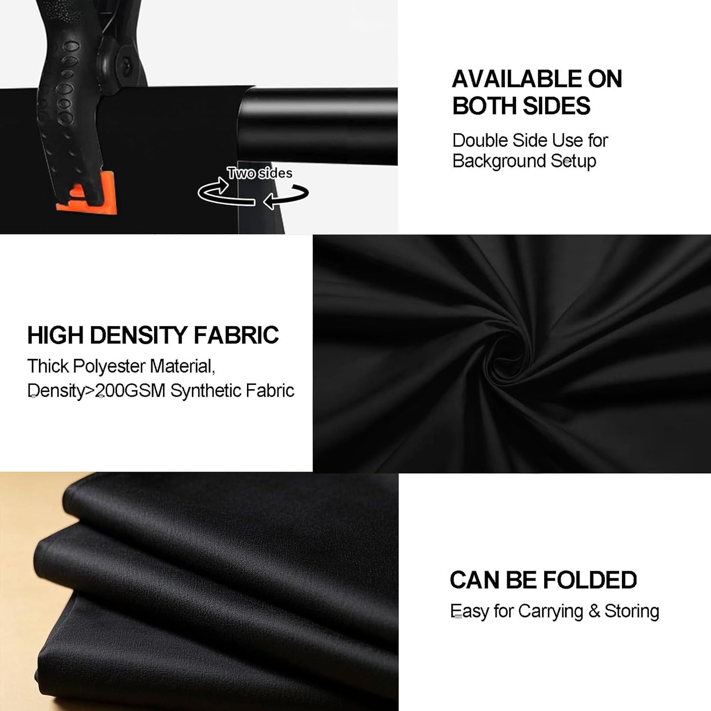 BEIYANG 5 x 6.5 Ft Black Backdrop for Photography, Pure Black Screen for Photography Photo Booth Backdrop Photoshoot, Background Curtain for Chromakey Video Recording Parties