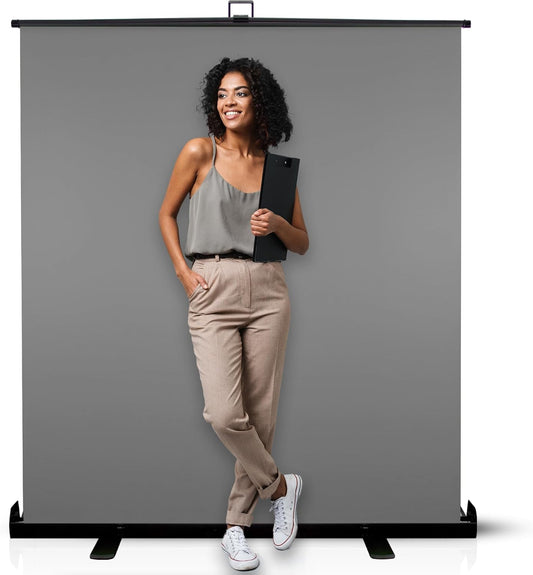 KHOMO GEAR 62-Inch Grey Screen Backdrop – Collapsible & Portable Photography Background for Streaming, Video Calls, Zoom & Studio – Wrinkle-Resistant, High-Density Fabric, Easy Setup