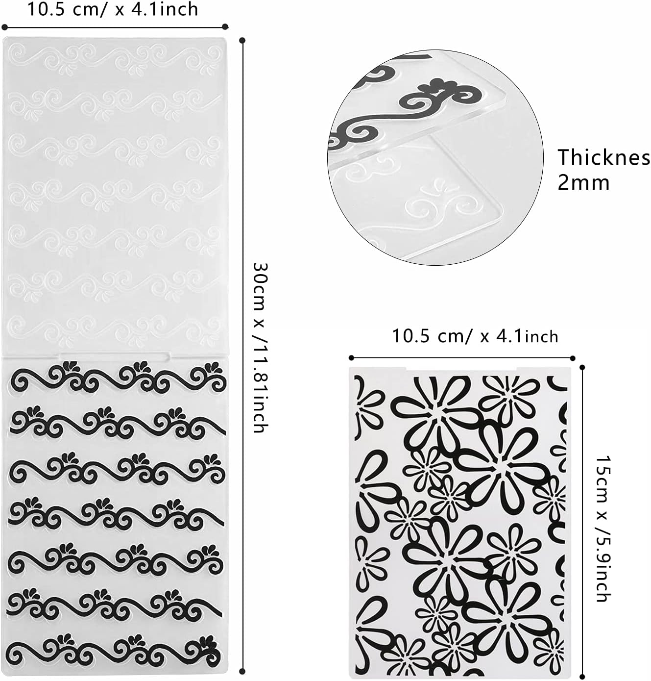 9 Plastic Embossed Folders - DIY Craft Template for Photo Album, Scrapbook & Card Making Supplies (Classic Style)