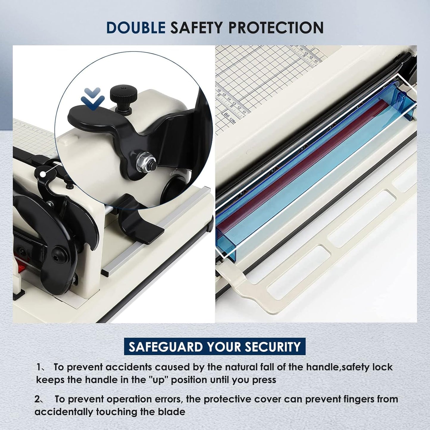 FAHKNS 17" Heavy Duty Guillotine Trimmer Paper Cutter,Cortadora de Papel 500 Sheets Paper Trimmer with Double Safety Protection Durable HSS Blade for Cutting Paper