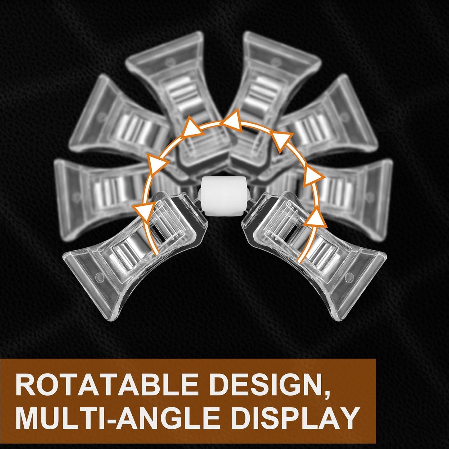 50 Pieces Double Sided Sign Clip, Clear Retail Merchandising Signs Display Tags, Plastic Sign Holder Rotatable Pop Clip-on Promotion Clips Stand for Label, Basket, Business Cards