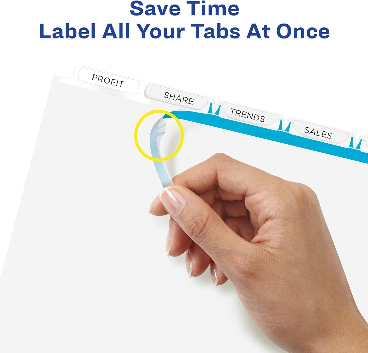 Avery 5 Tab Dividers for 3 Ring Binder, Easy Print & Apply Clear Label Strip, Index Maker Customizable White Tabs, 4-Pack of 50 Sets, 200 Sets Total (11556)