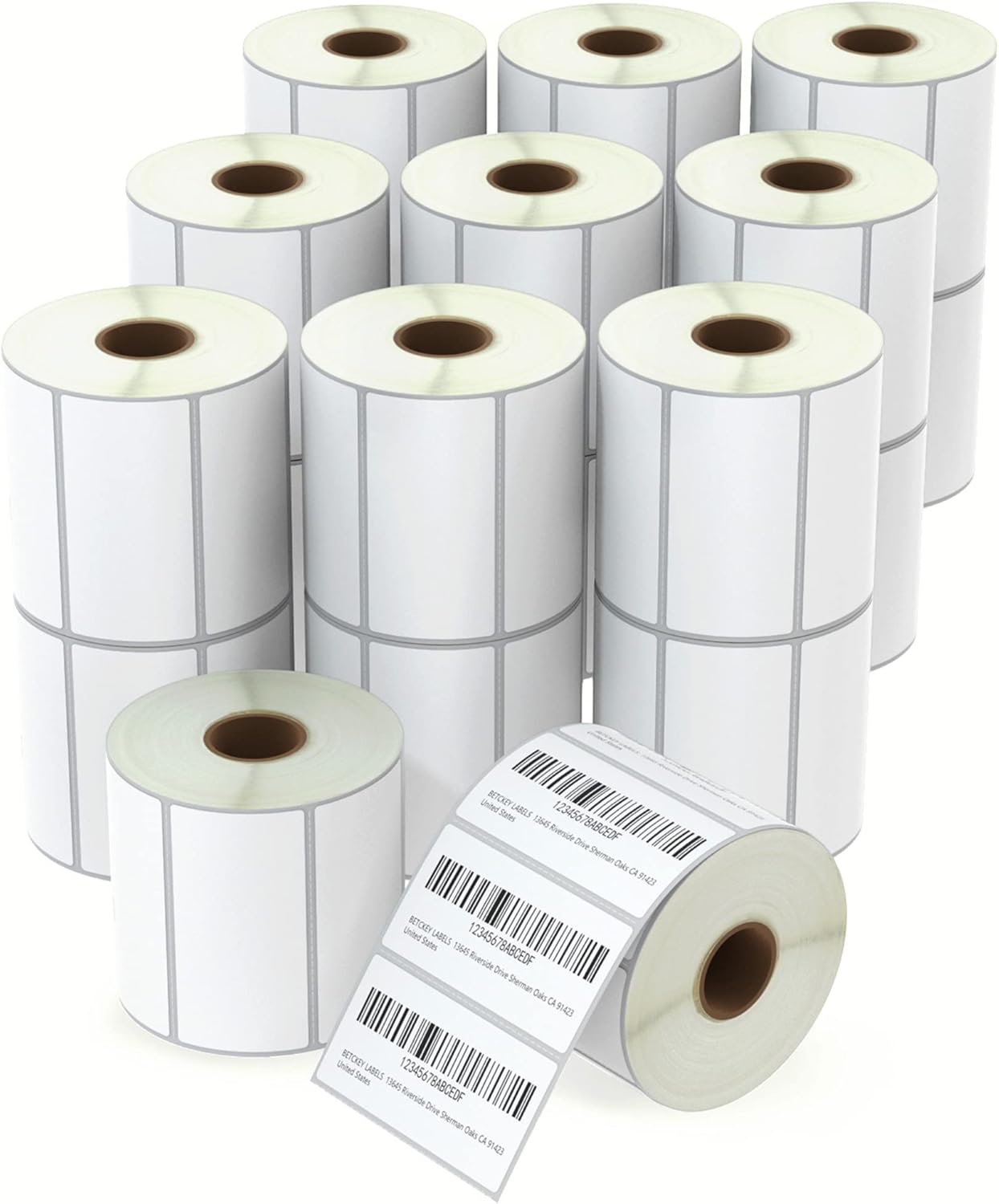 BETCKEY - 3" x 1.5" (76 mm x 38 mm) Barcode Shipping & Address Labels Compatible with Zebra & Rollo Label Printer,Premium Adhesive & Perforated [20 Rolls, 19000 Labels]