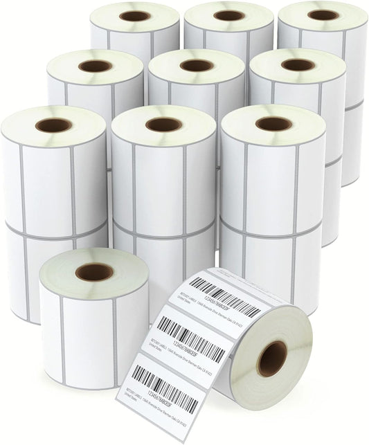 BETCKEY - 3" x 1.5" (76 mm x 38 mm) Barcode Shipping & Address Labels Compatible with Zebra & Rollo Label Printer,Premium Adhesive & Perforated [20 Rolls, 19000 Labels]