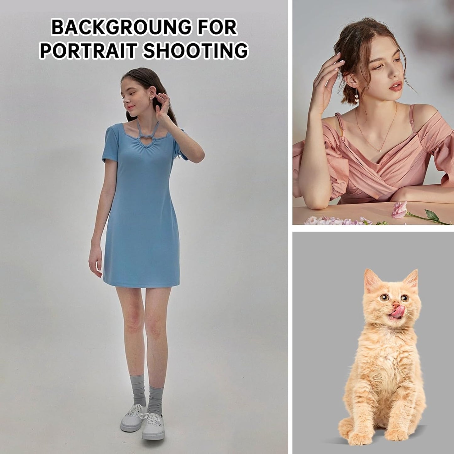 BEIYANG Light Grey 10 x 20 Ft Large Screen Backdrop Cloth for Photography, Non-Reflective Gray Photo Background Screen for Portrait Product Photo Studio Shooting Props, Background Decoration Cloth