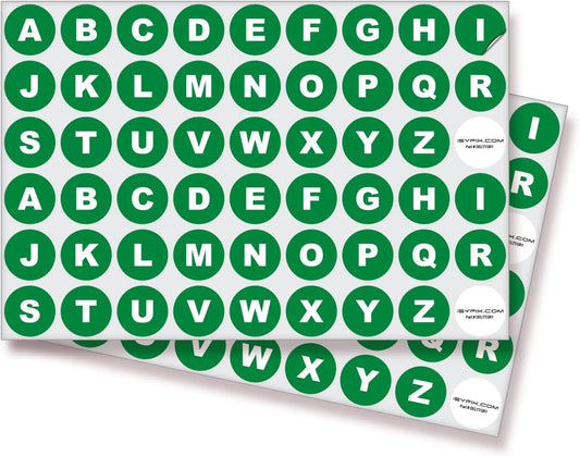 iSYFIX Green Vinyl Letters Stickers - 4 Sets, 1 inch Self-Adhesive, A to Z - Decal for Indoor & Outdoor, Ideal for Inventory, Storage, Organizing, Alphabet for Boxes, Bins, Toolbox, Lockers & More