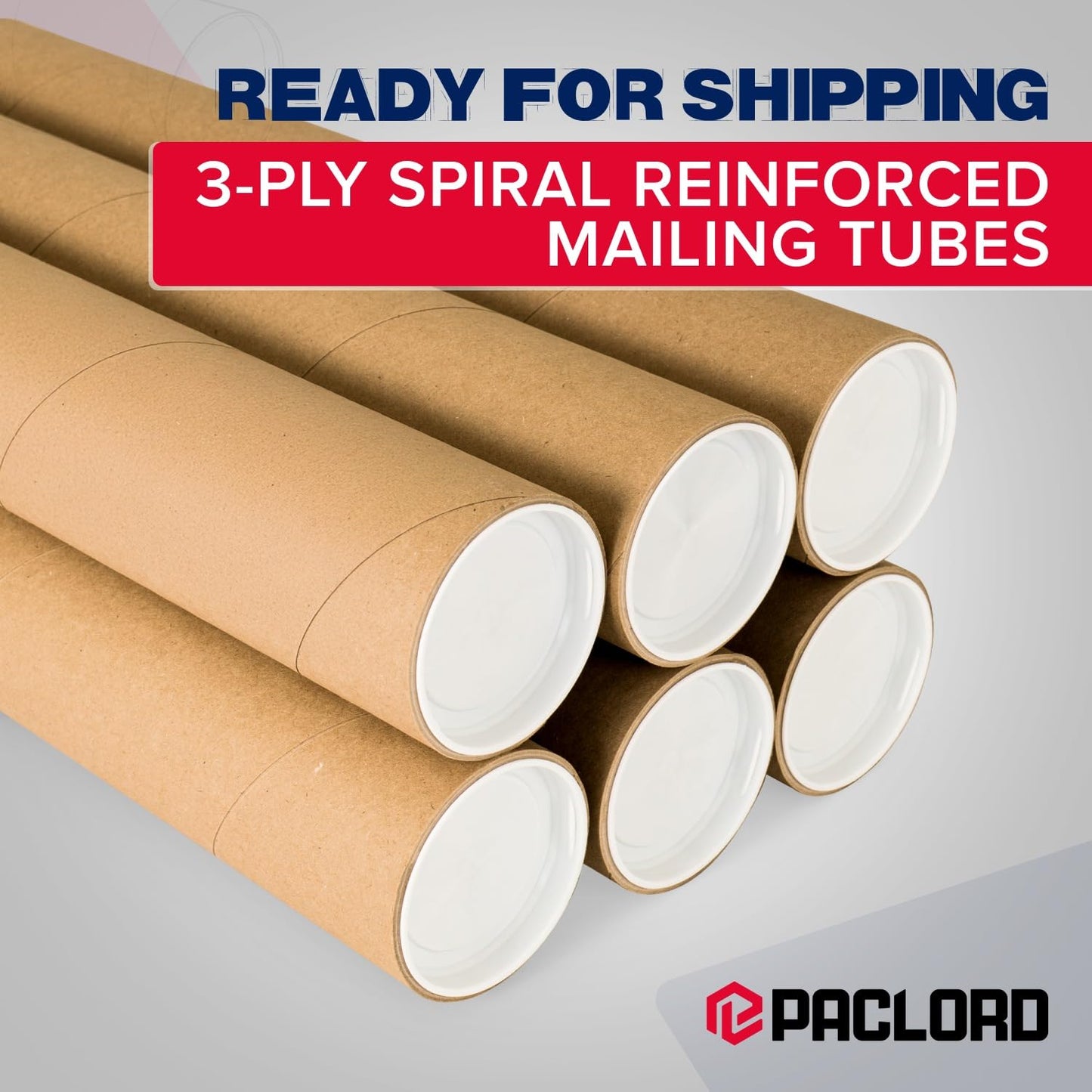 3" x 60" Heavy-Duty Reinforced Cardboard Mailing Tube, Pack of 4 Tubes with 8 Caps – Secure USPS Approved – Great for Shipping and Storing of Prints, Artwork, Posters or Documents