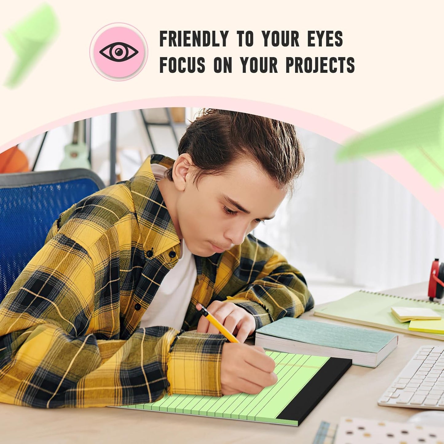 8.5 x 11 Legal Pads, Colored Legal Pads, Wide Ruled, 24 Pack Note Pads 8.5 x 11, Multicolor Perforated Note Pads with Sturdy White Back, Writing Pad,30 Sheets Per Notepad for School, Home, Office