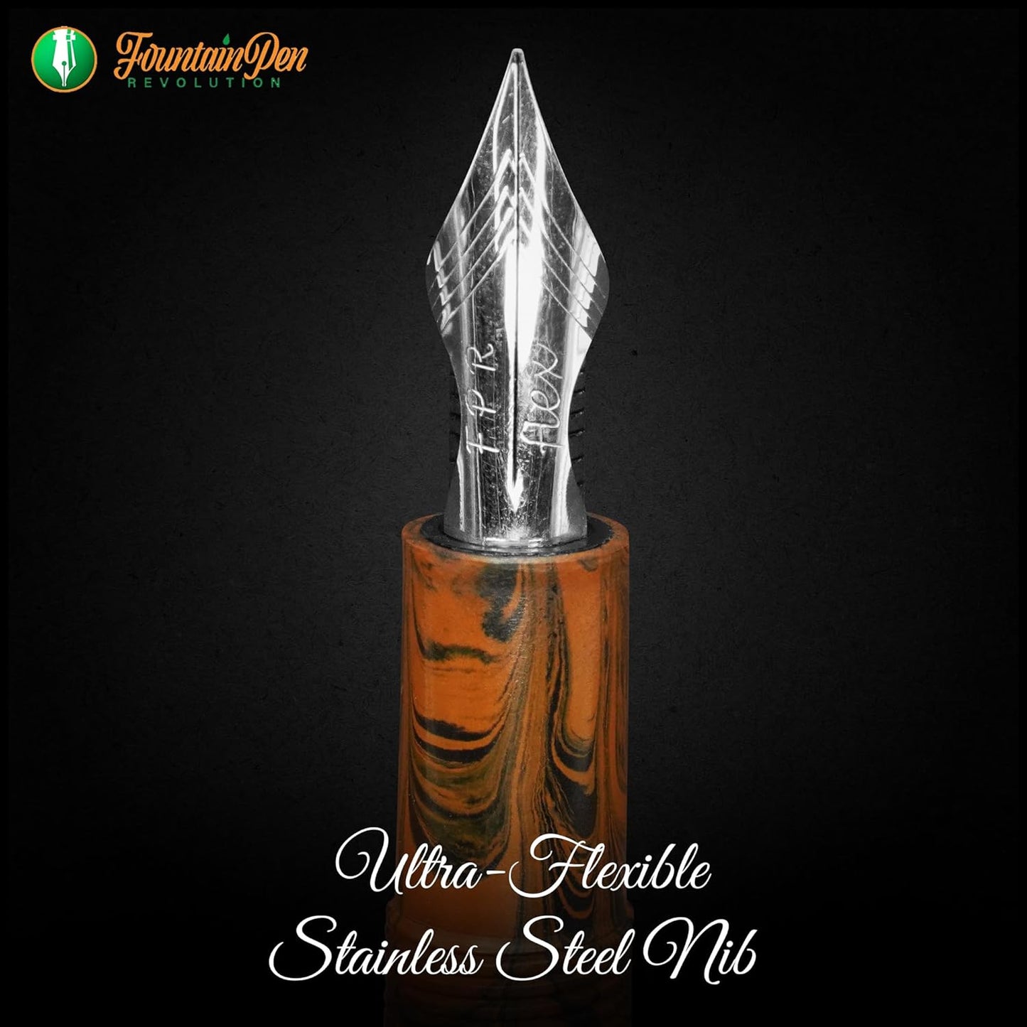 Jaipur V2 Piston Filled Refillable Fountain Pen - Brown Ultra Flex Cursive Pen w/Stainless Steel Nib - Luxury Pens w/Acrylic Body & Ebonite Feed - Fountain Pens for Journaling & Calligraphy