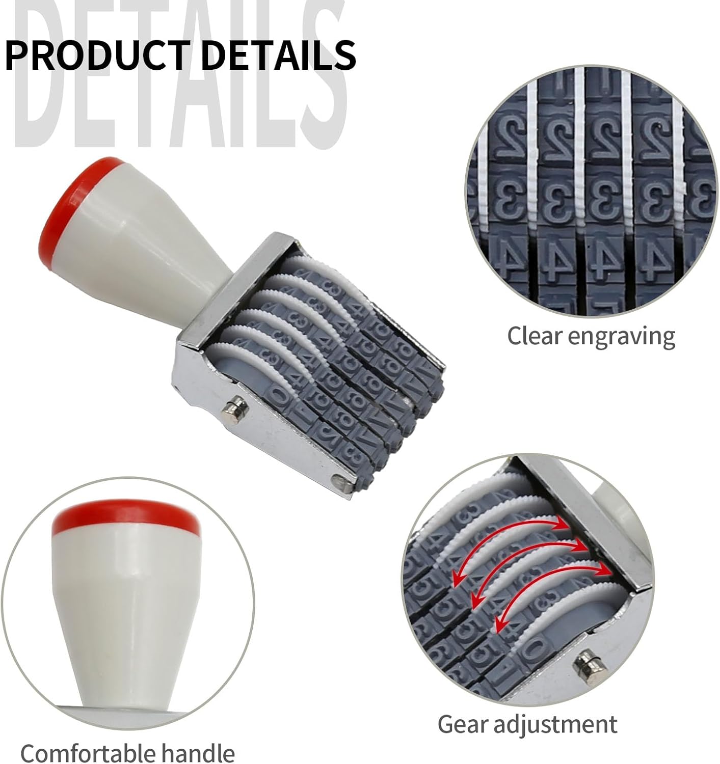 6 Digit Number Roller Stamps: Changeable Digital Stamp & Number Symbol Rolling Wheel Automatic Numbering Stamp in Metal