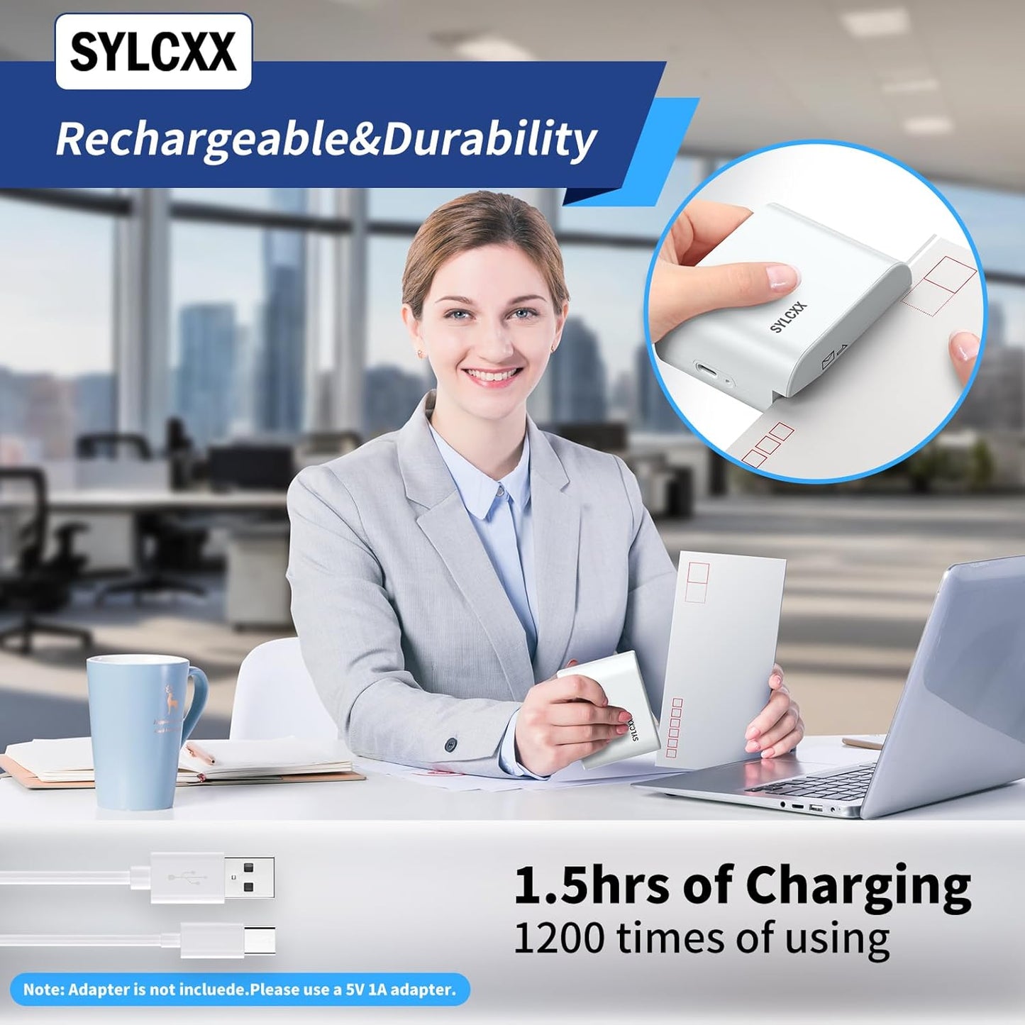 Rechargeable Electric Letter Opener - Letter Openers Envelope Slitter, Electric Envelope Opener, Mail Opener, Universal Envelope Efficient Letter Opener Tool for Office, Home (White)