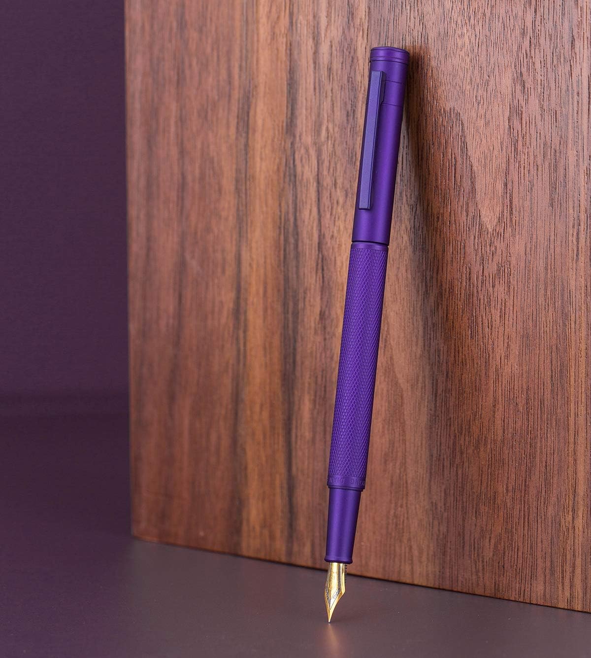 Asvine Purple Forest Fountain Pen Fine Nib Classic Design with Converter and Metal Pen Case Set
