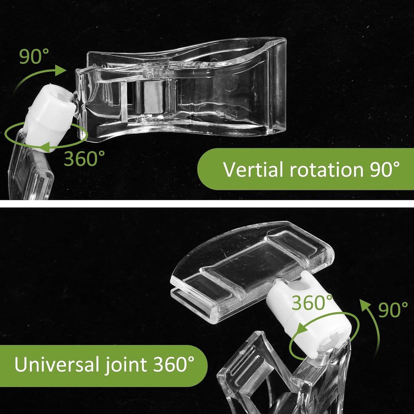 50 Pcs Plastic Sign Holder Clip Clear Food Signs Clip Swivel Price Signs Clip Rotatable Price Rack Shelf Clips for Merchandise Sign Clip Double Display Clips for Retail Cards